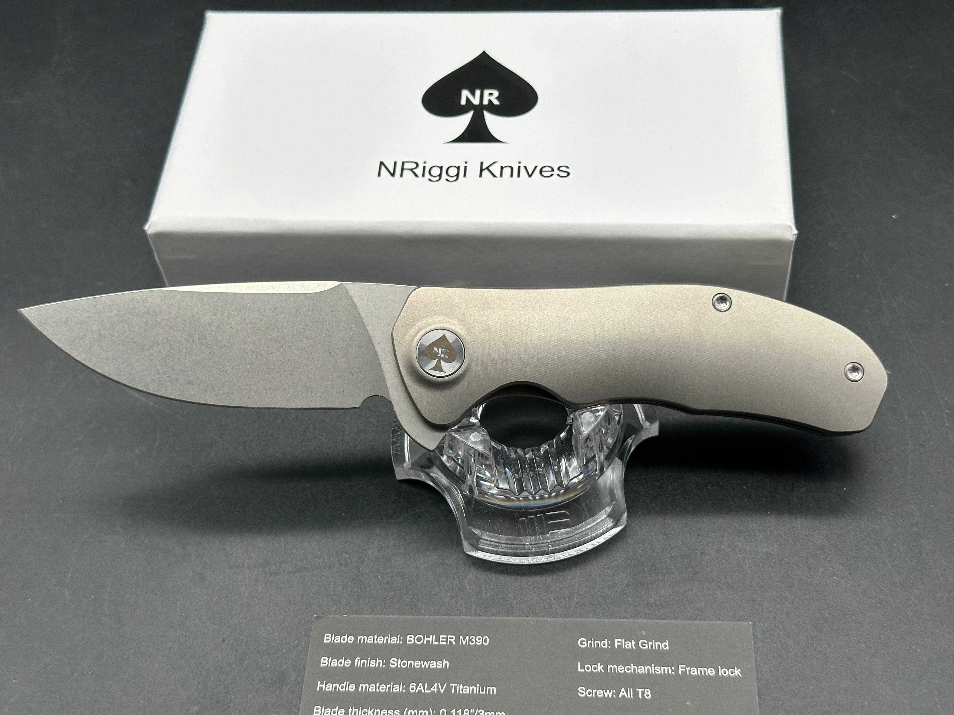 NRiggi Knives "JERSEY" Titanium handle w/M390 blade