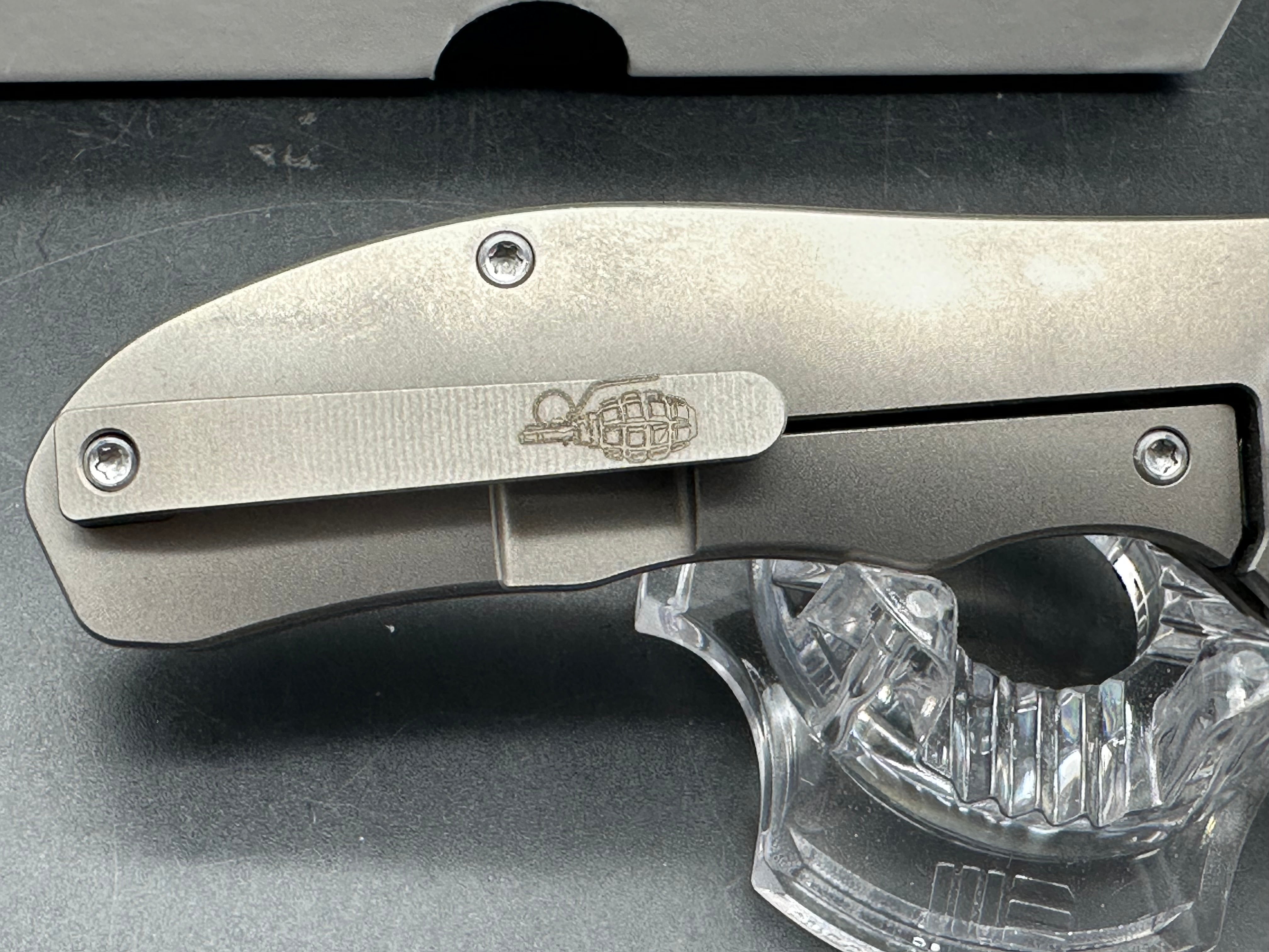 NRiggi Knives "JERSEY" Titanium handle CPM 20CV laser engraved stonewashed blade