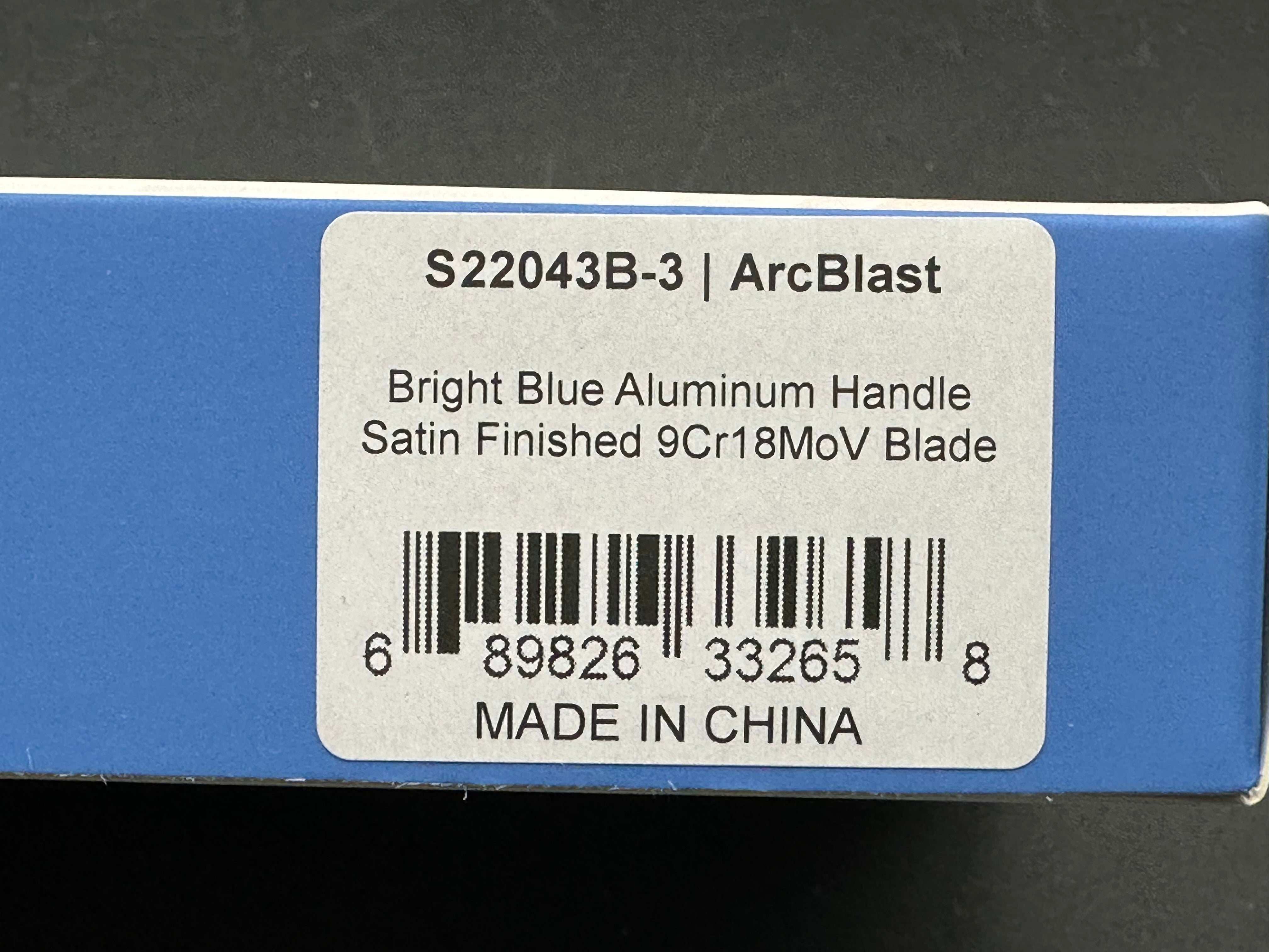 SENCUT ARCBLAST BRIGHT BLUE ALUMINUM HANDLE 9CR18MOV DROP POINT