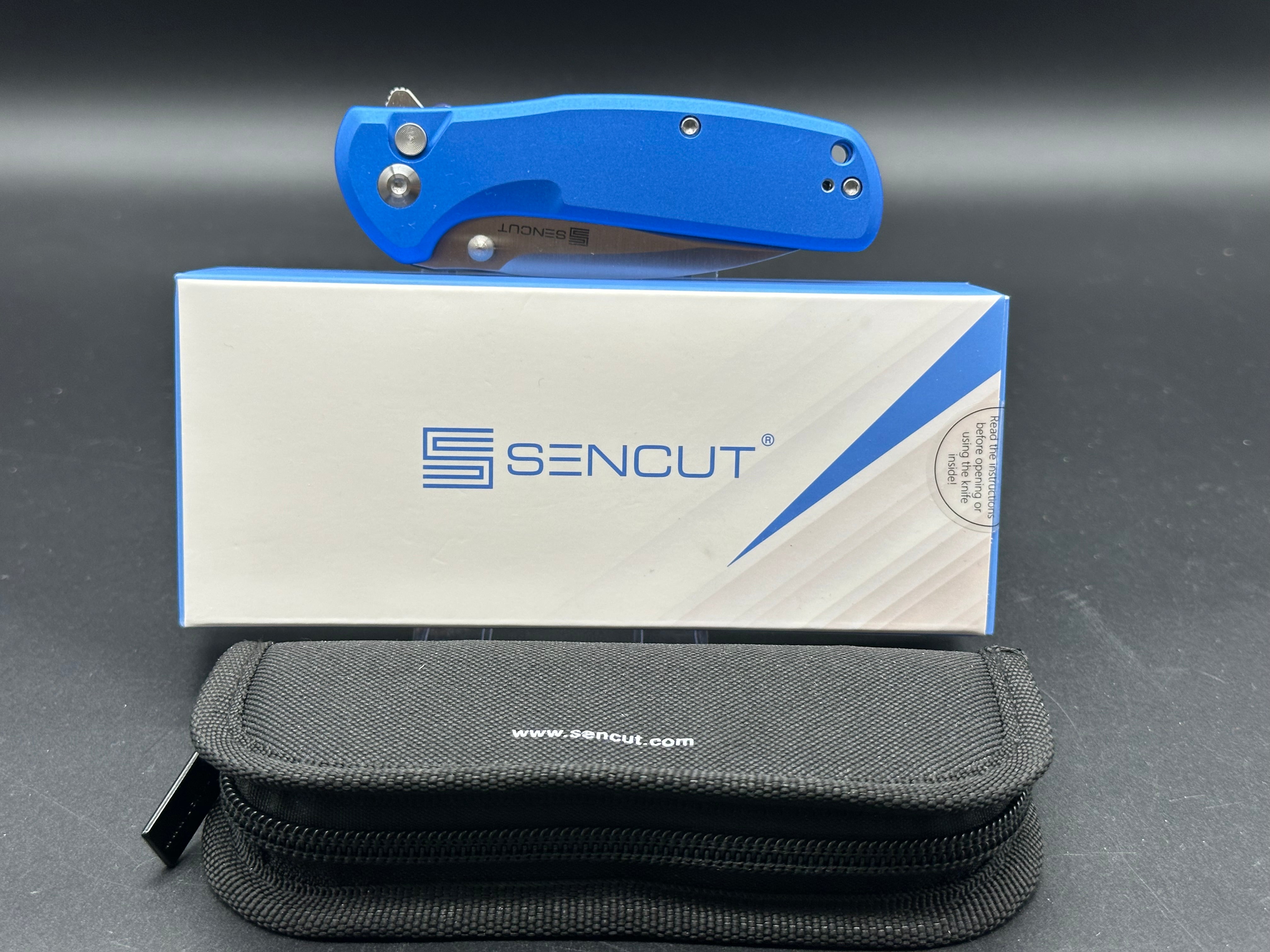 SENCUT ARCBLAST BRIGHT BLUE ALUMINUM HANDLE 9CR18MOV DROP POINT