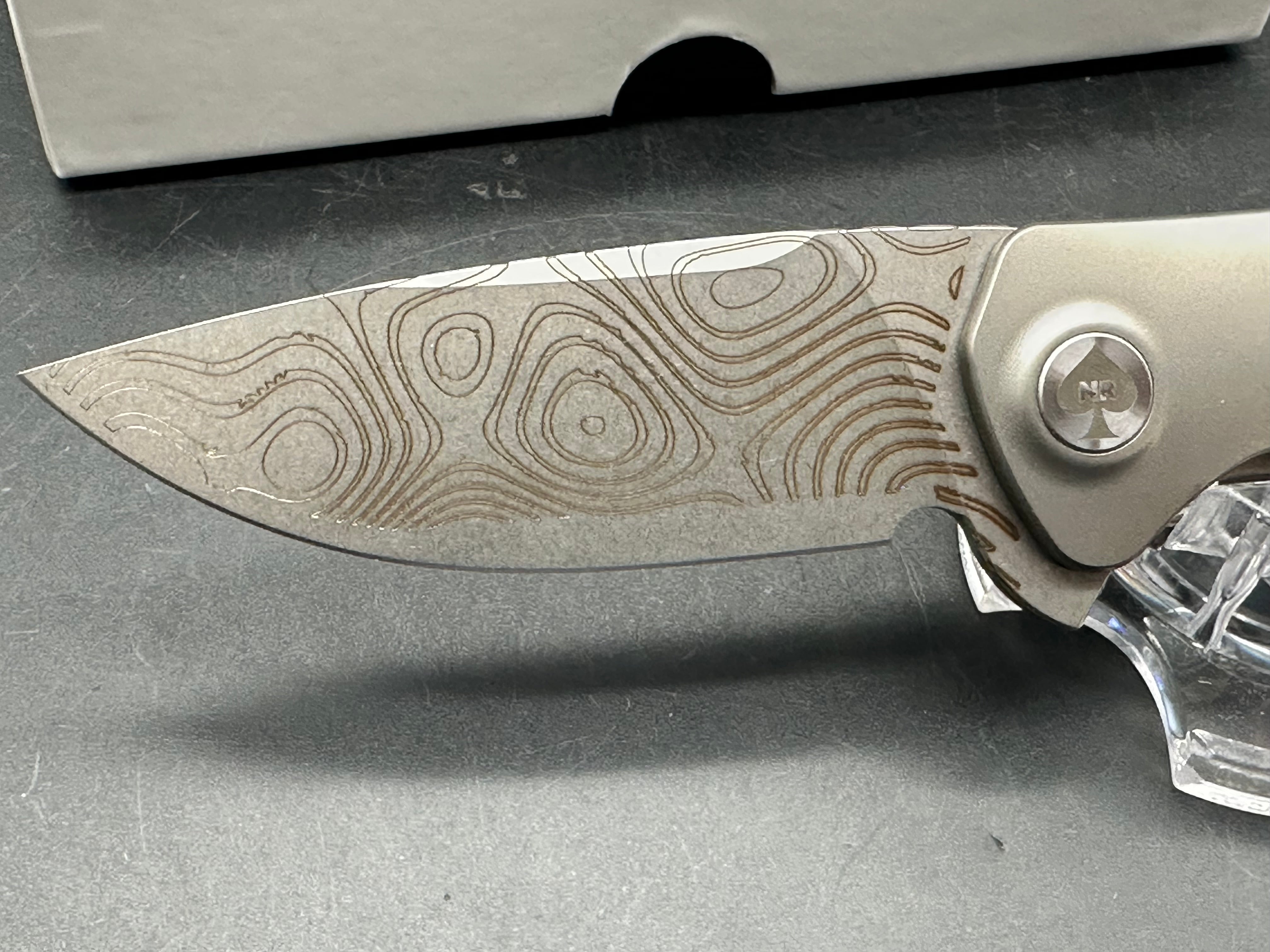 NRiggi Knives "JERSEY" Titanium handle CPM 20CV laser engraved stonewashed blade