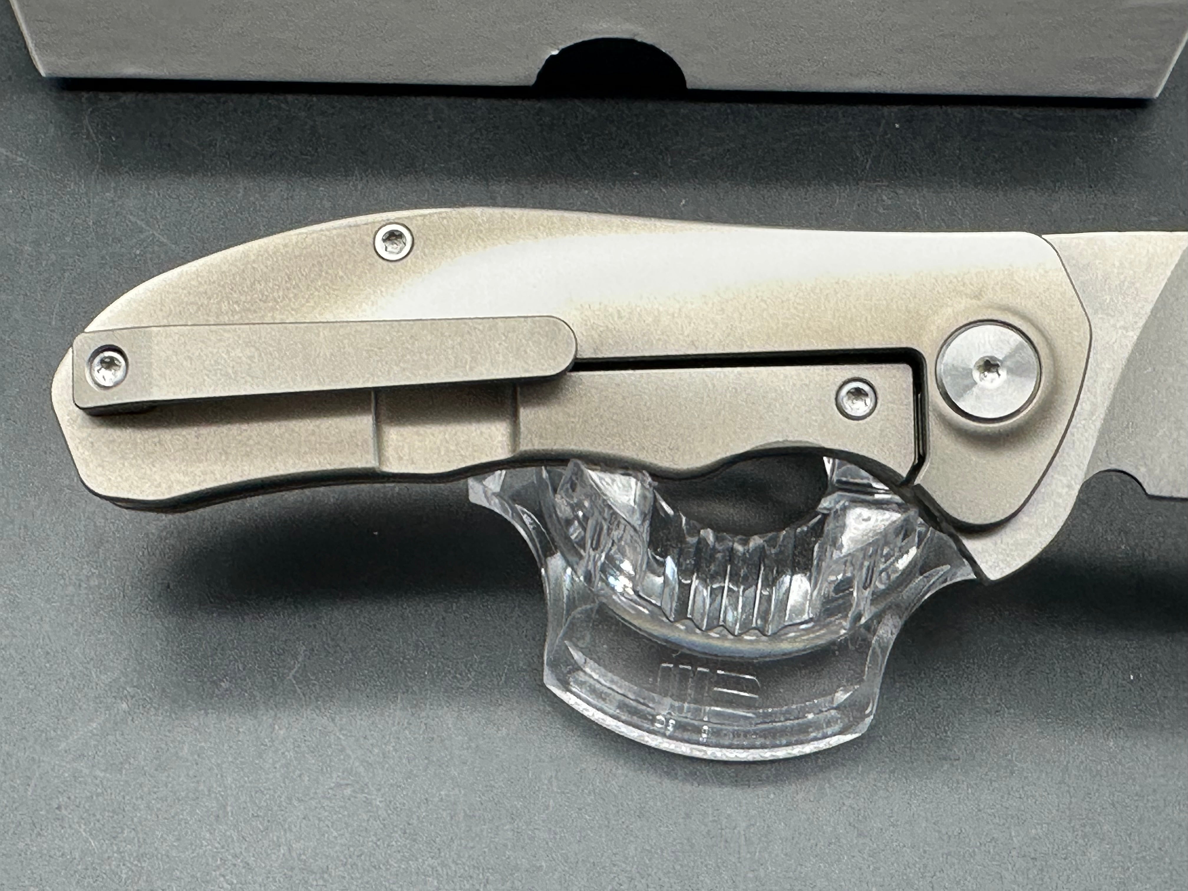 NRiggi Knives "JERSEY" Laser Engraved Wave Titanium Scales w/CPM 20CV bead blast blade