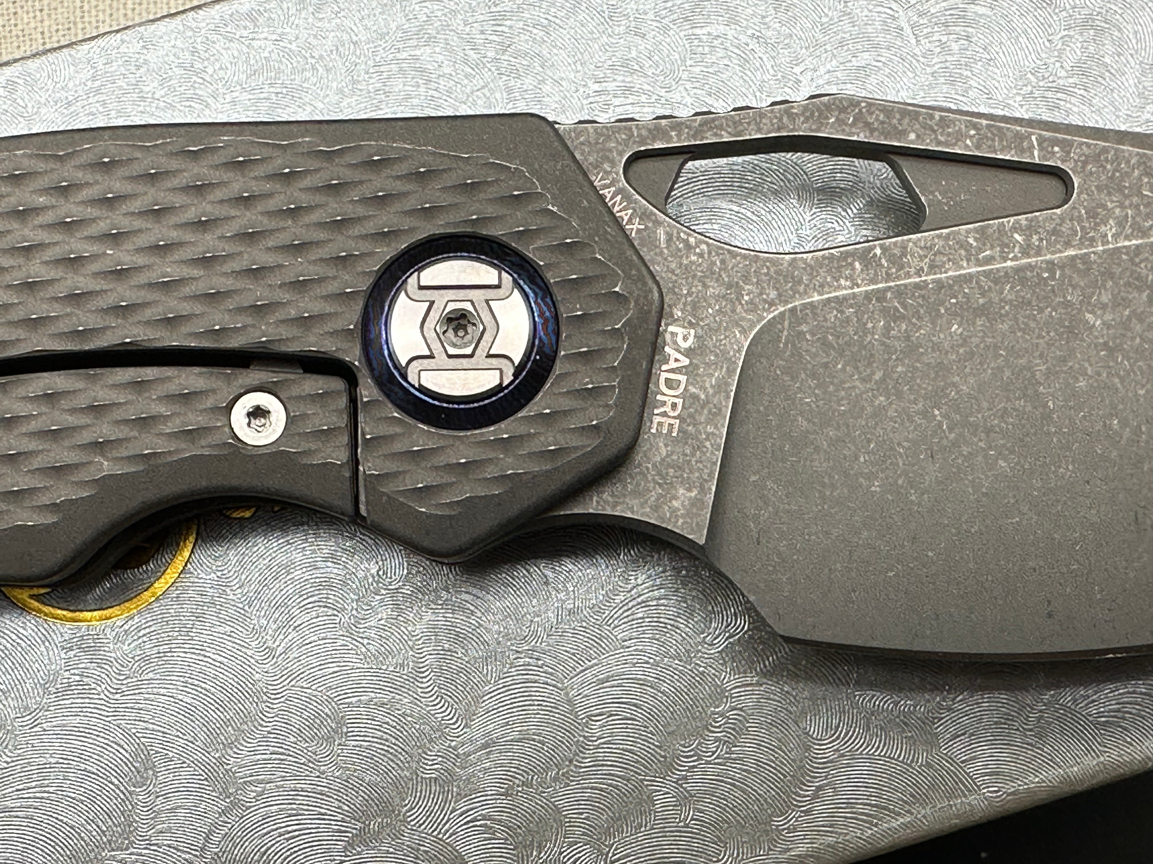 Kunwu Knives Padre Vanax Frame Lock Knife Stonewash Titanium (3.4" SW)