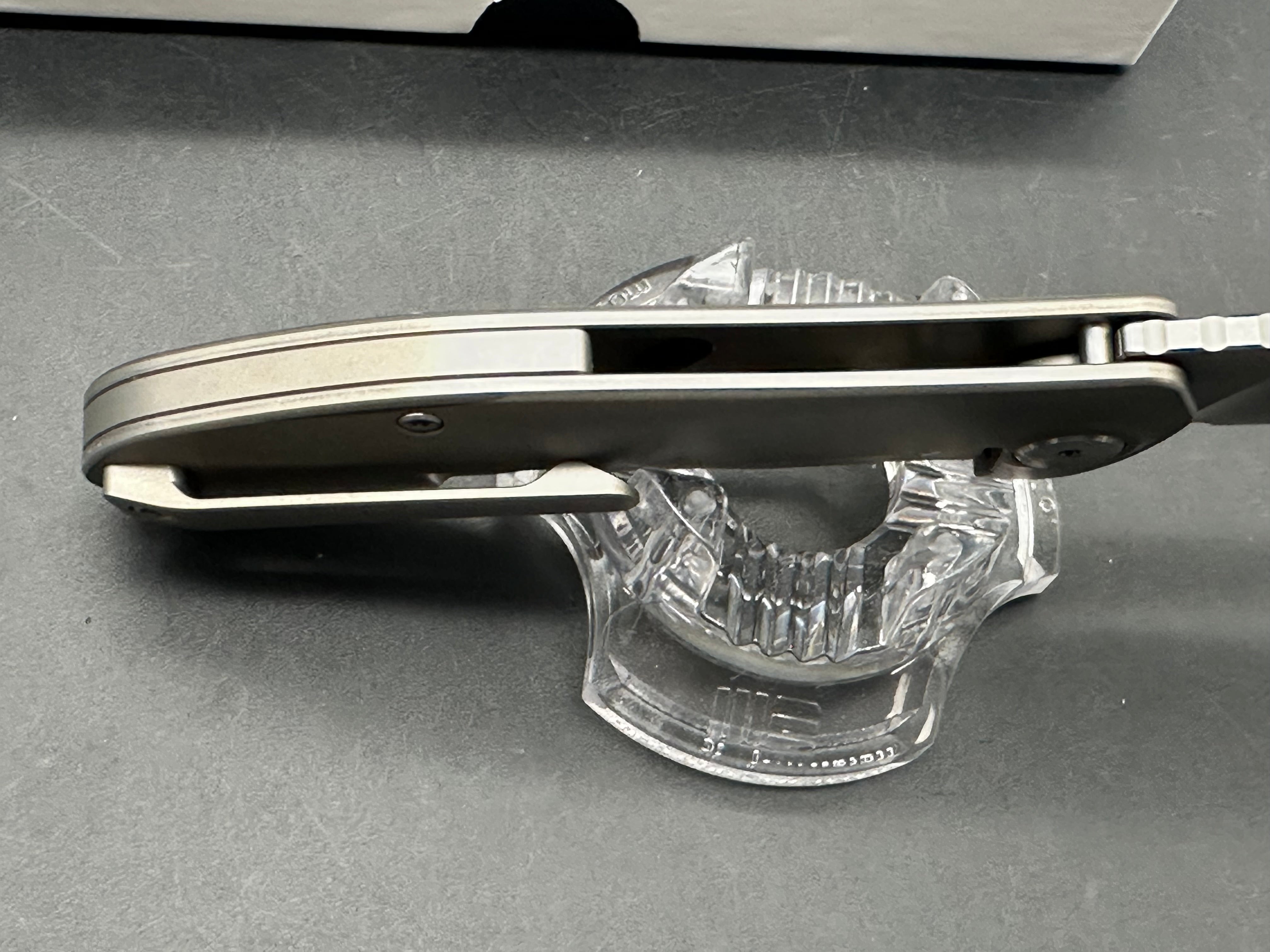 NRiggi Knives "JERSEY" Laser Engraved Wave Titanium Scales w/CPM 20CV bead blast blade