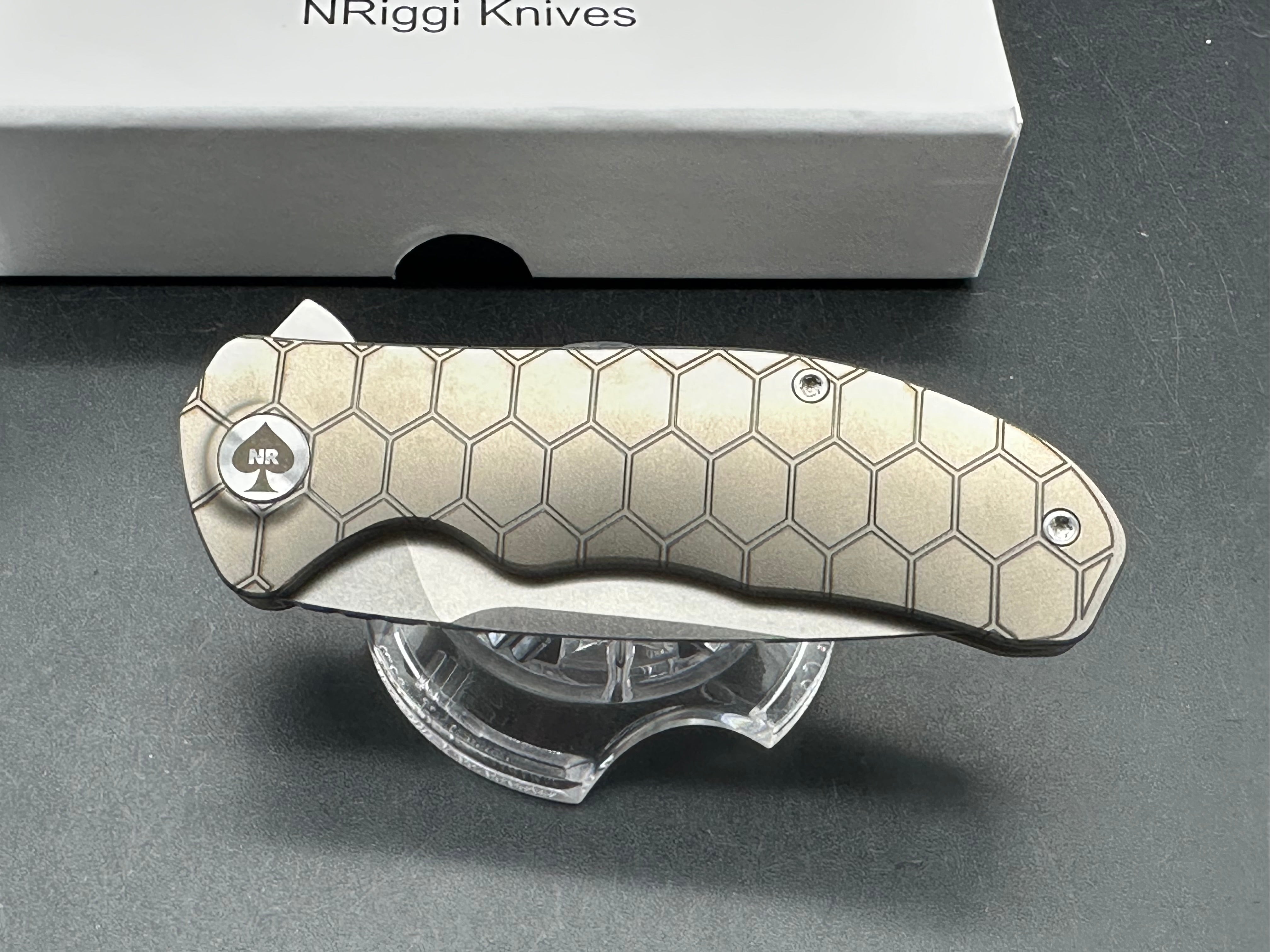 NRiggi Knives "JERSEY" Laser Engraved Titanium Scales w/CPM 20CV stonewash blade