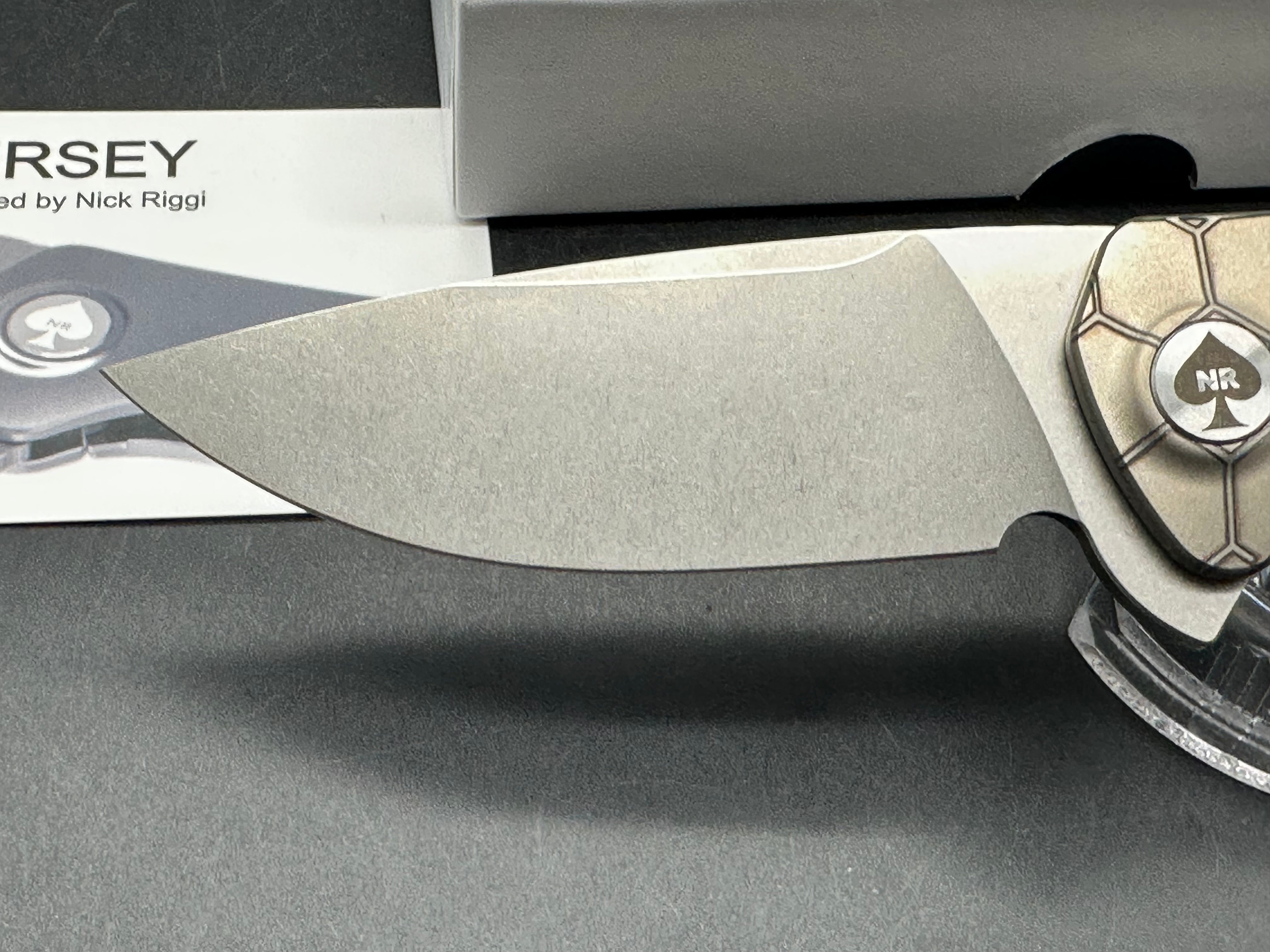 NRiggi Knives "JERSEY" Laser Engraved Titanium Scales w/CPM 20CV stonewash blade