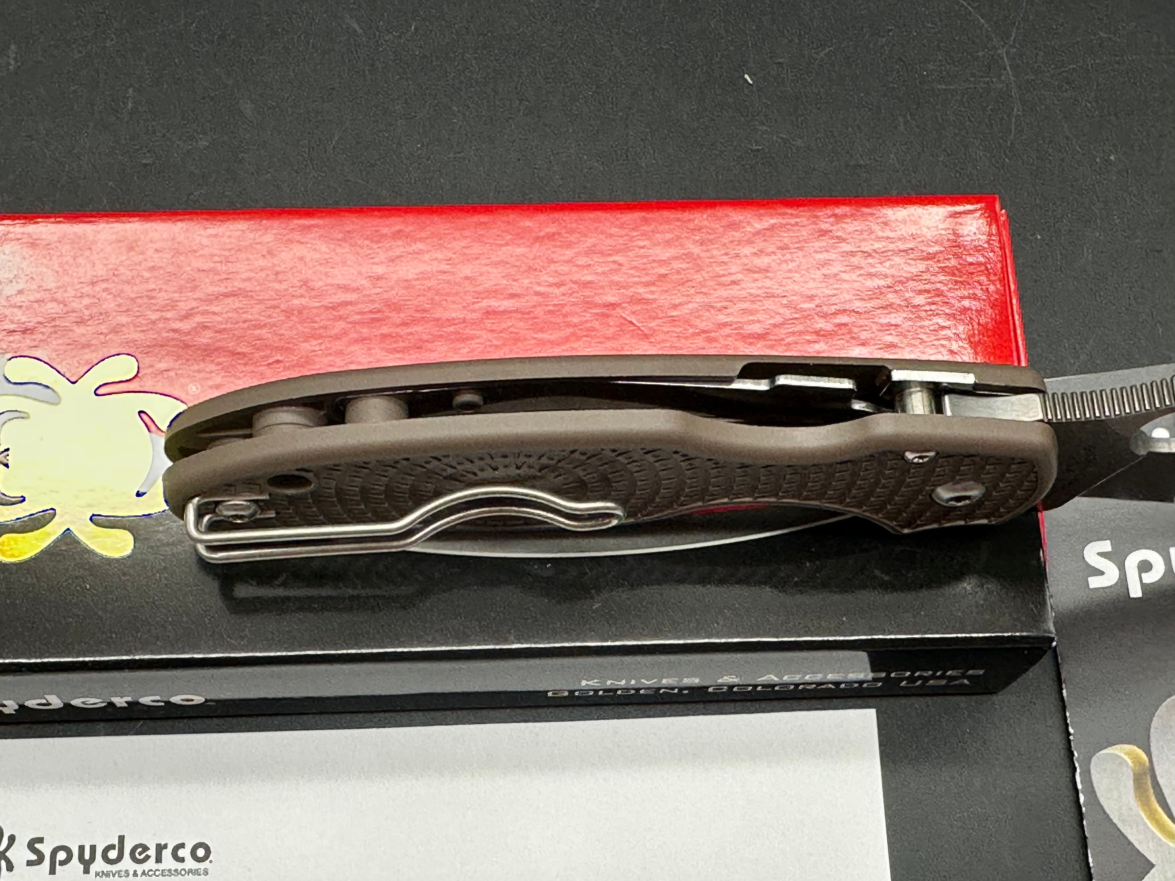 Spyderco Para 3 Lightweight (Sprint Run), 2.93" CPM 15V Stonewash Blade with Brown FRN Scales