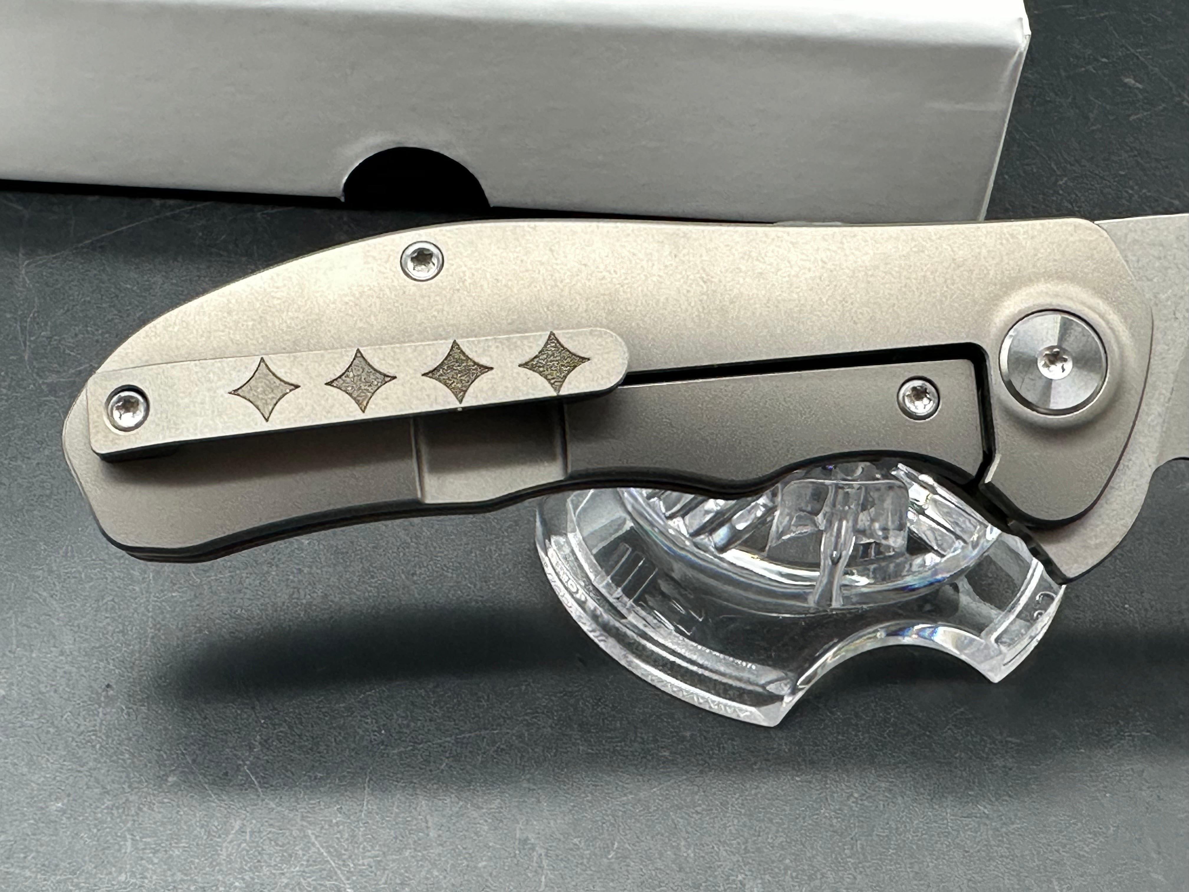 NRiggi Knives "JERSEY" Laser Engraved Titanium Scales w/CPM 20CV stonewash blade