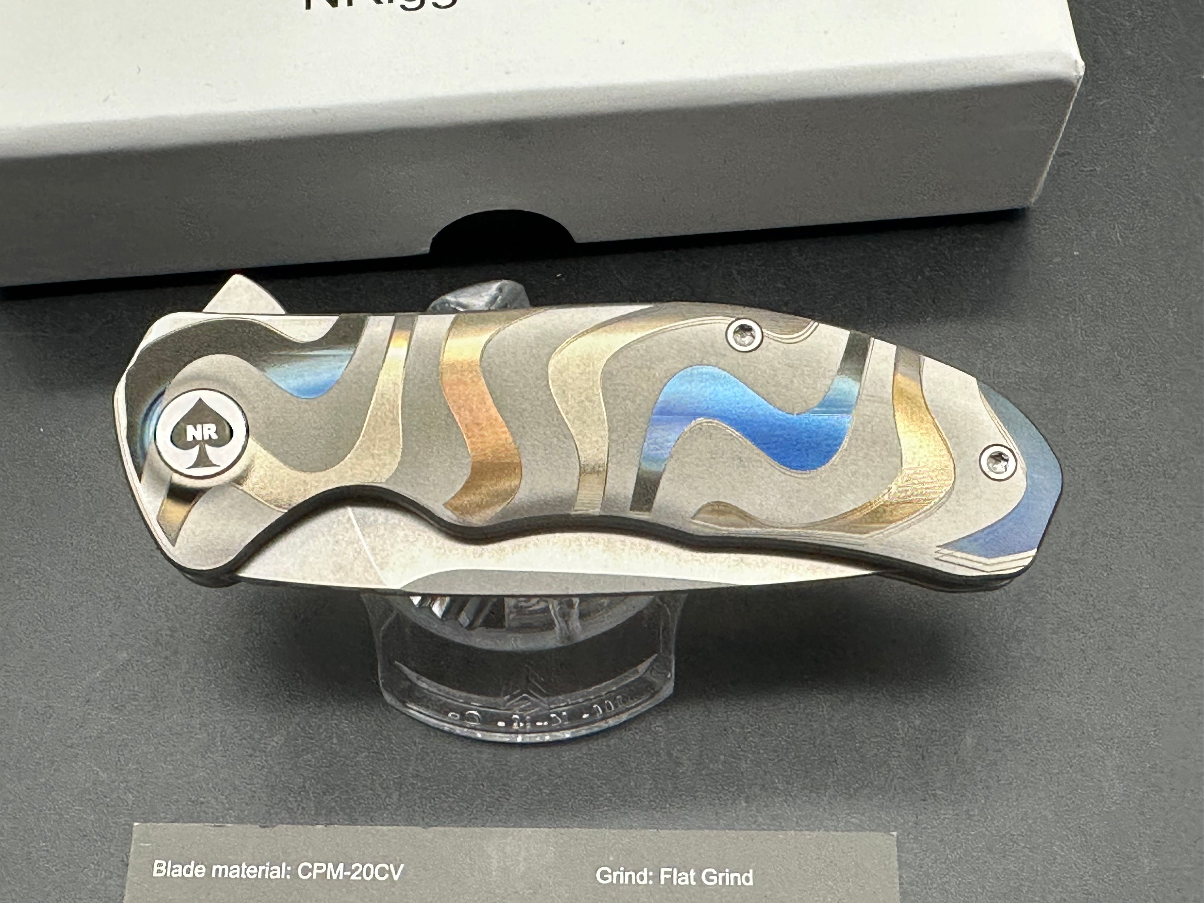 NRiggi Knives "JERSEY" Laser Engraved Titanium Scales w/CPM 20CV stonewash blade