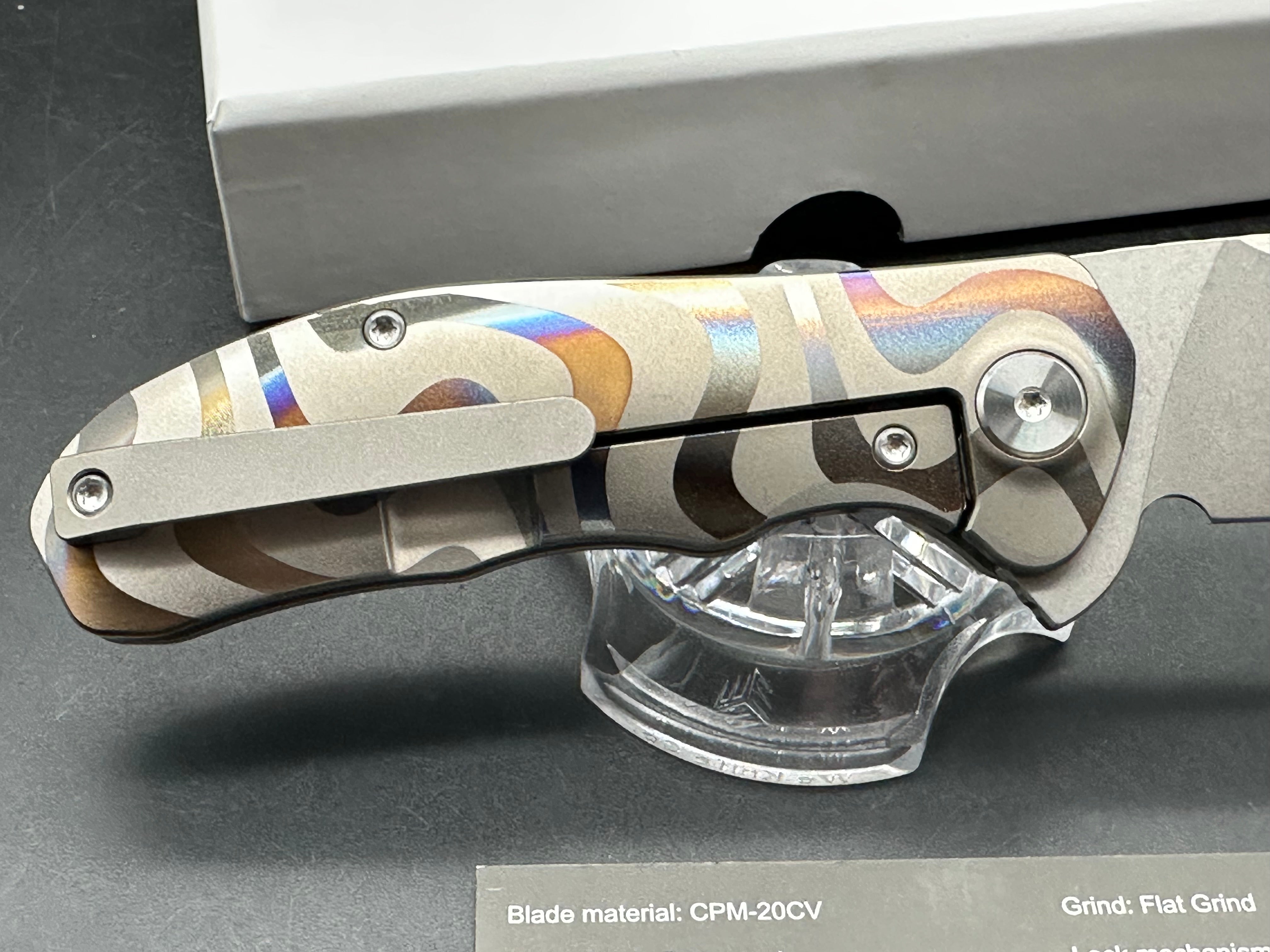 NRiggi Knives "JERSEY" Laser Engraved Titanium Scales w/CPM 20CV stonewash blade