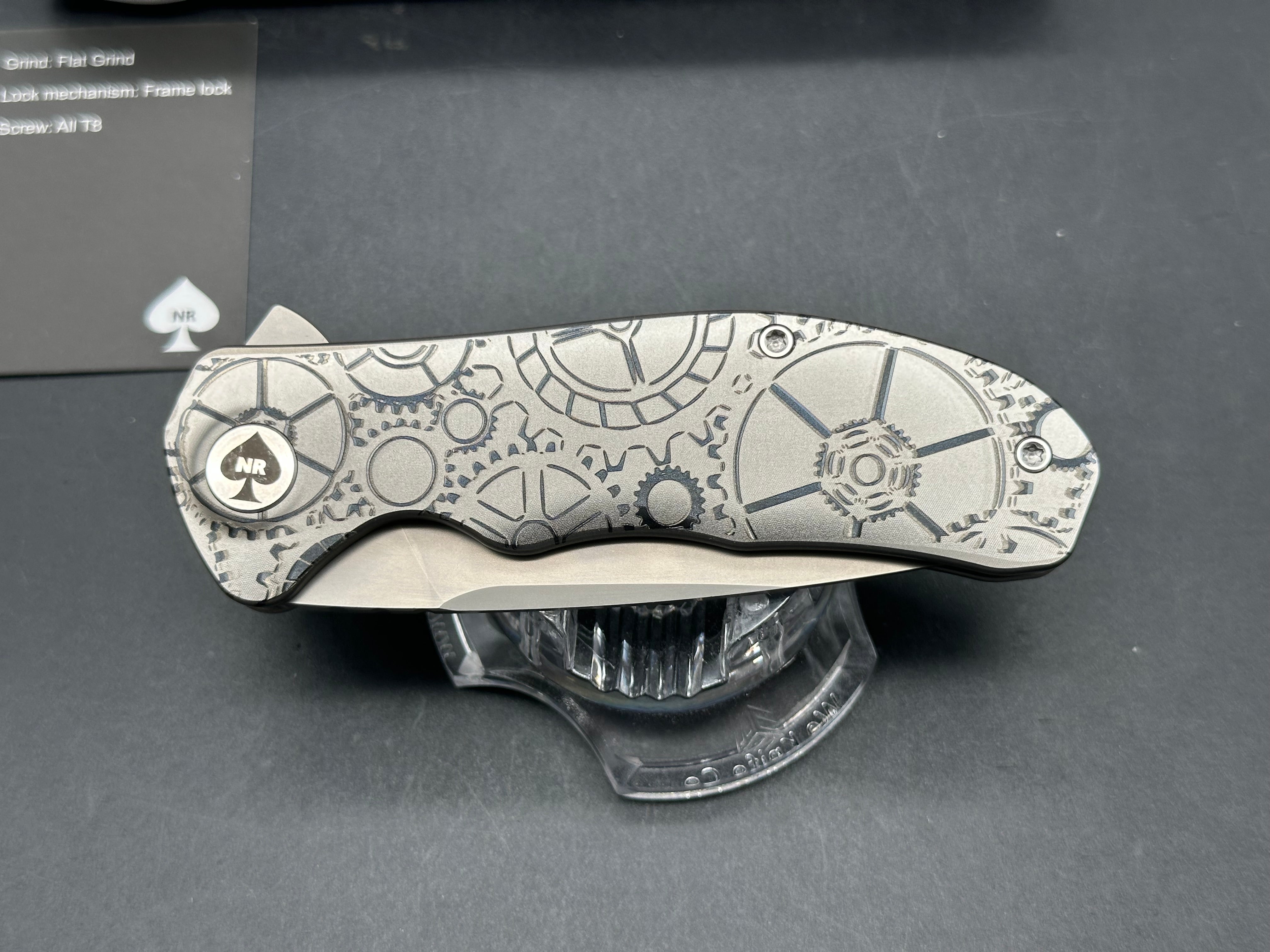 NRiggi Knives "JERSEY" Laser Engraved Titanium Scales w/CPM 20CV bead blast blade