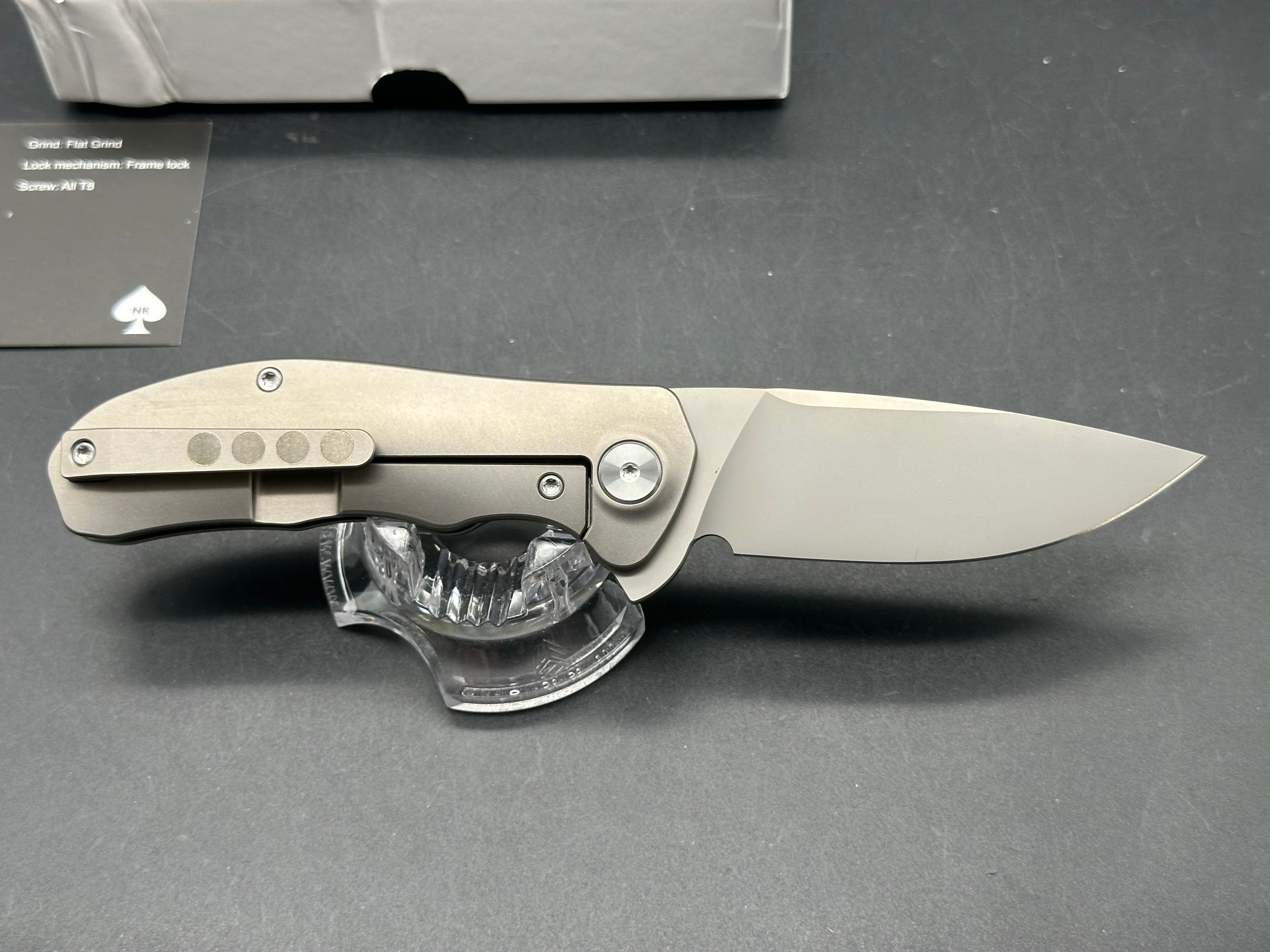 NRiggi Knives "JERSEY" Laser Engraved Titanium Scales w/CPM 20CV bead blast blade