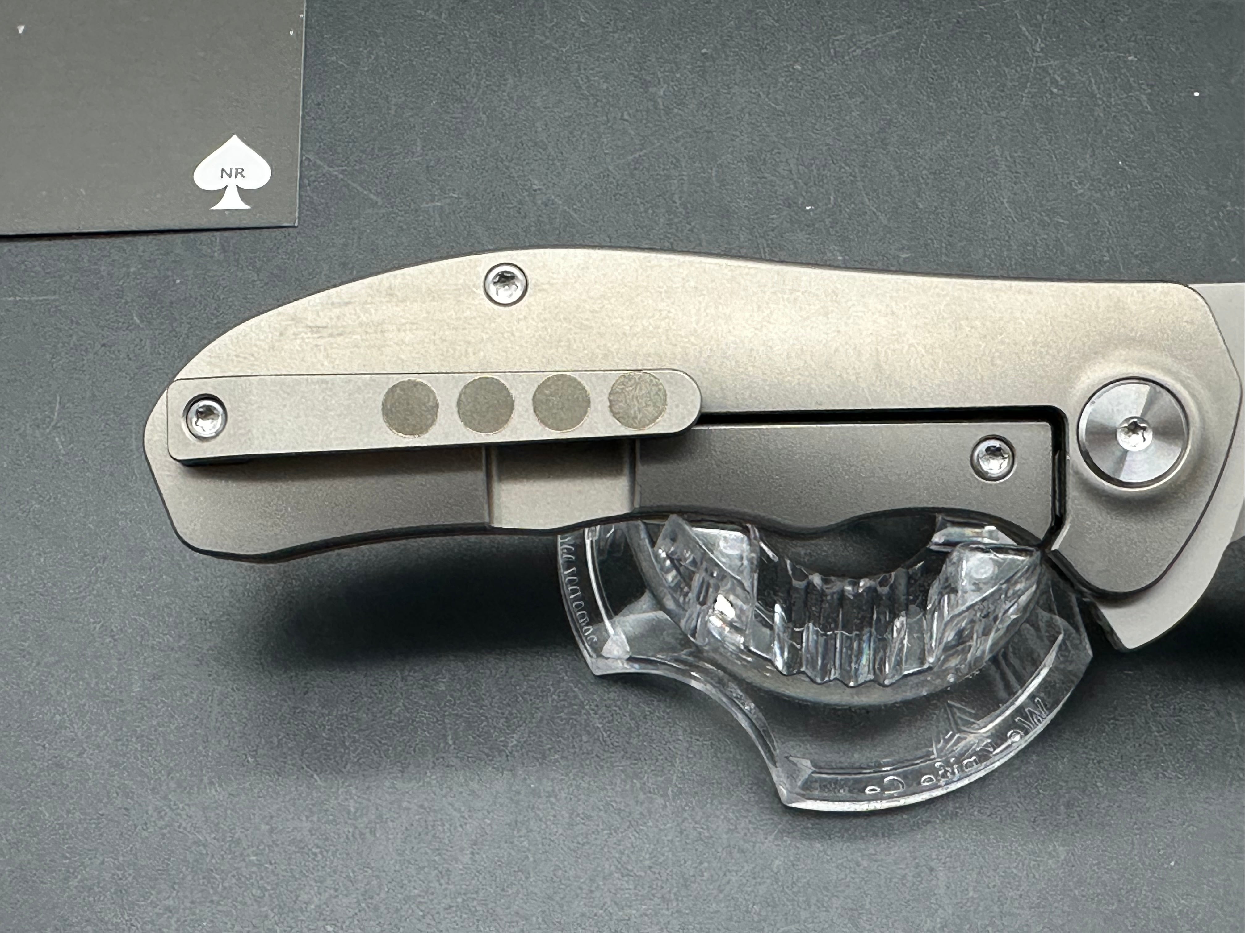 NRiggi Knives "JERSEY" Laser Engraved Titanium Scales w/CPM 20CV bead blast blade