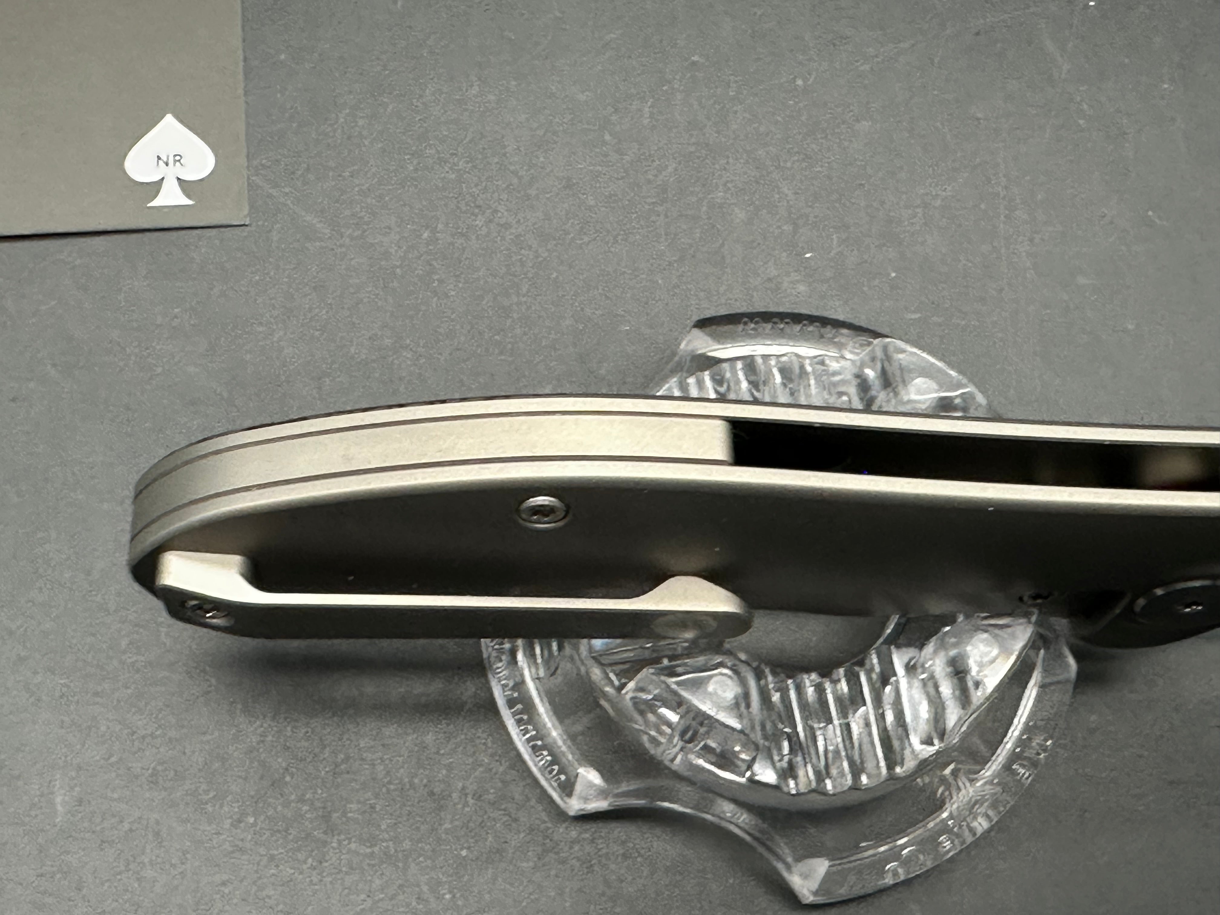 NRiggi Knives "JERSEY" Laser Engraved Titanium Scales w/CPM 20CV bead blast blade