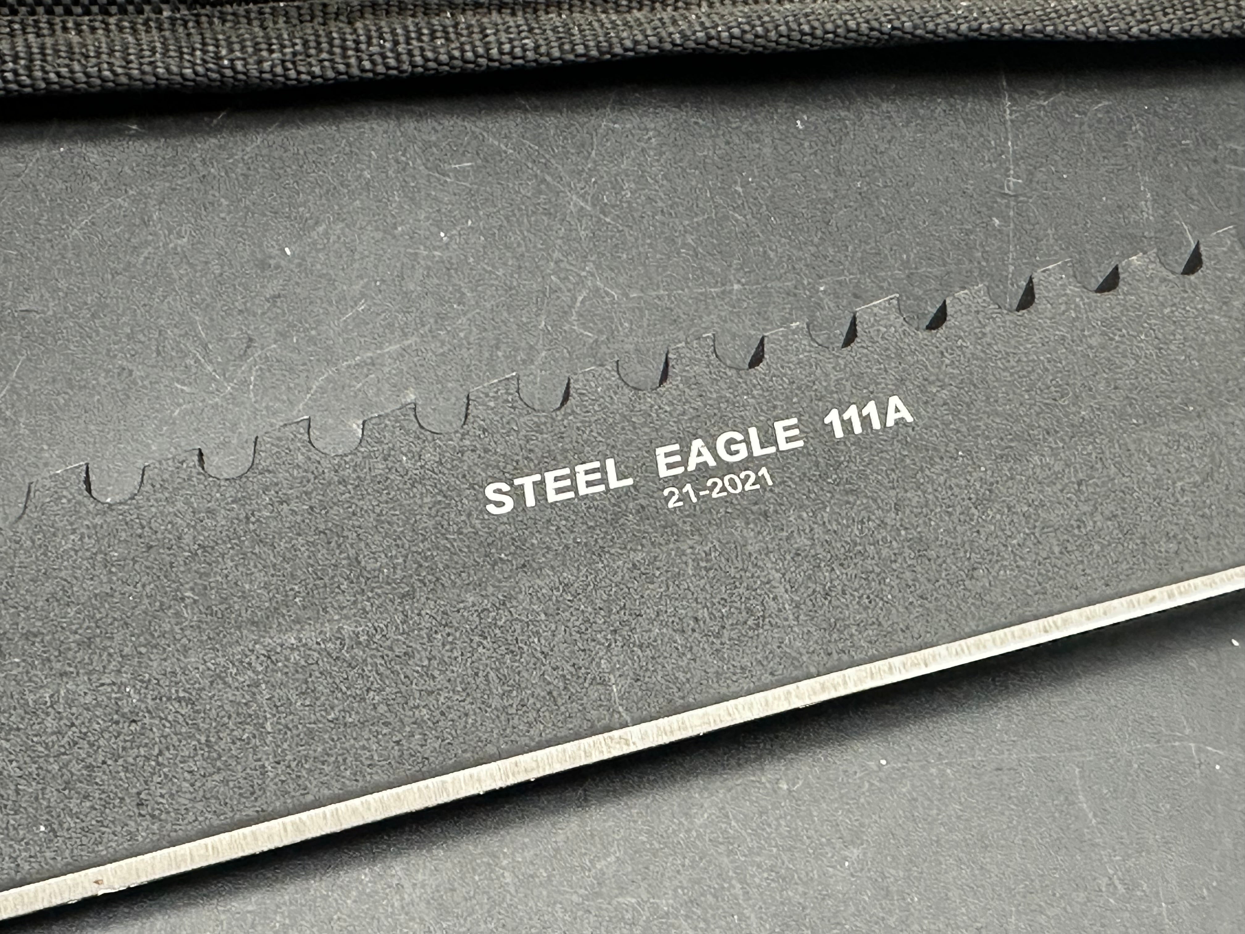 Topps 111A Steel Eagle Fixed 11-1/2" 1095 Carbon Tanto Blade, Micarta Handles