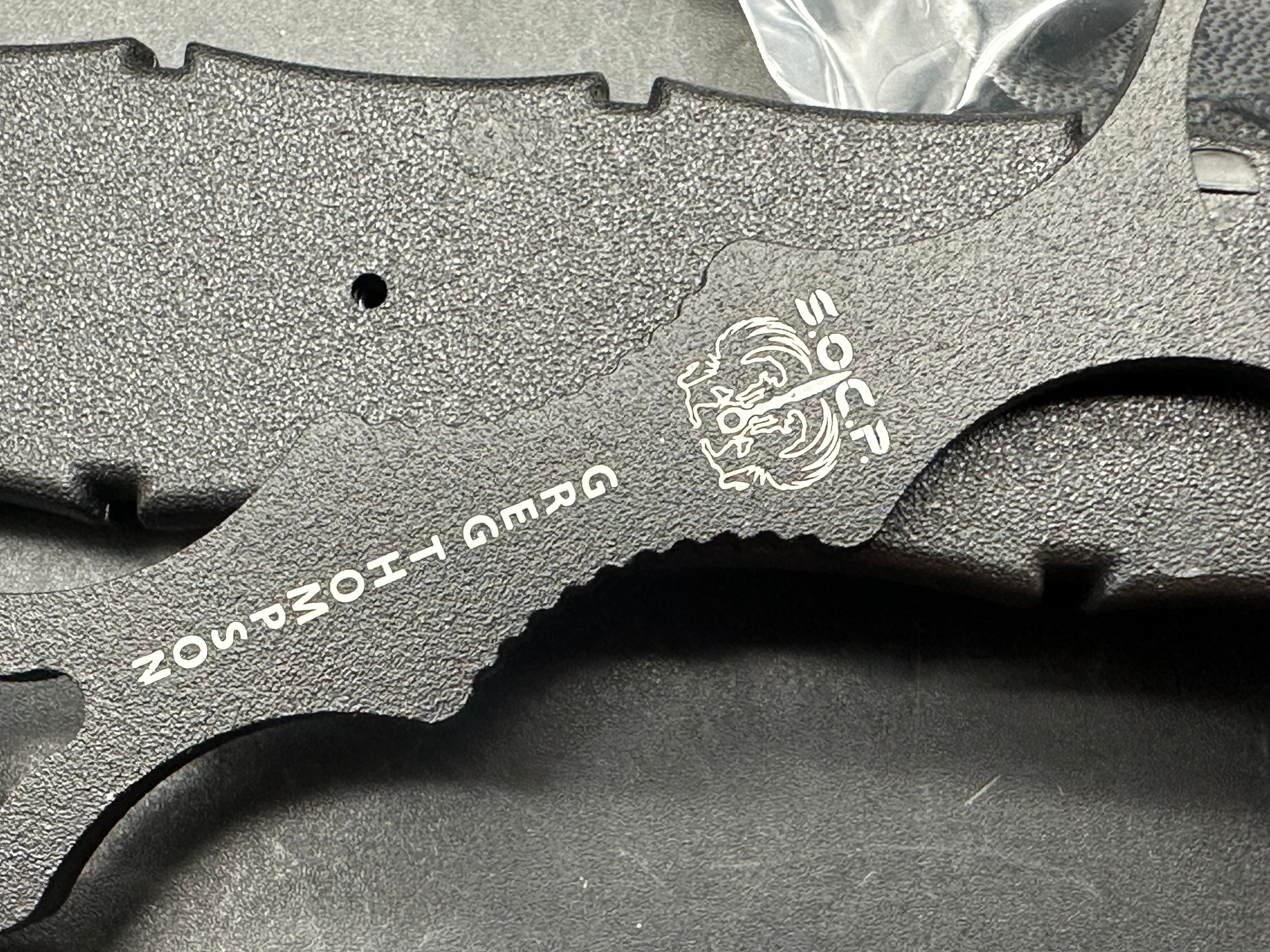 Benchmade SOCP Dagger, 3.22" 440C Black Powdercoat Double Edge Dagger Blade with Kydex Sheath and SOCP Black Leather Backplate