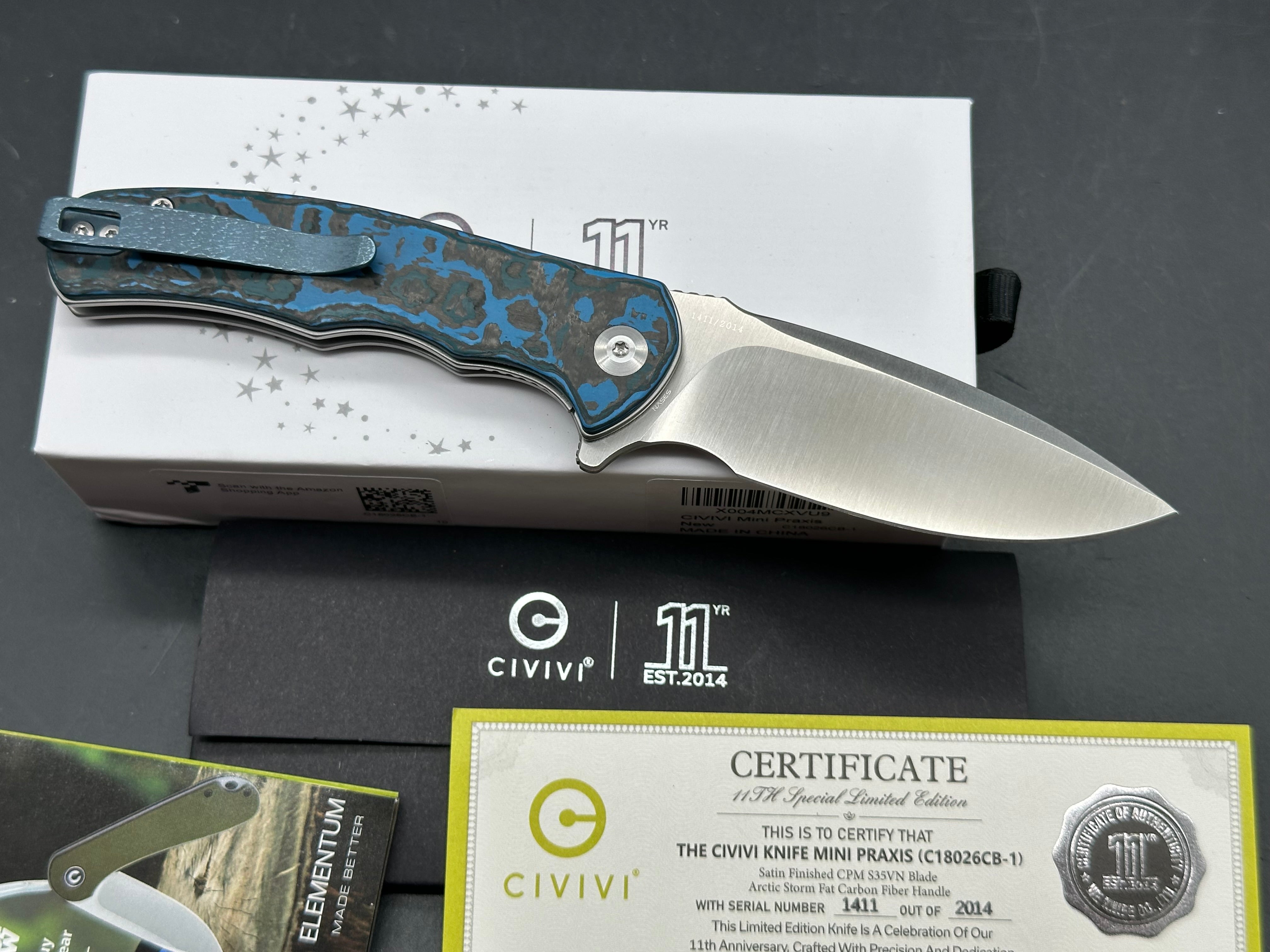 Civivi limited 11th Anniversary Edition S35V and blue fat carbon
