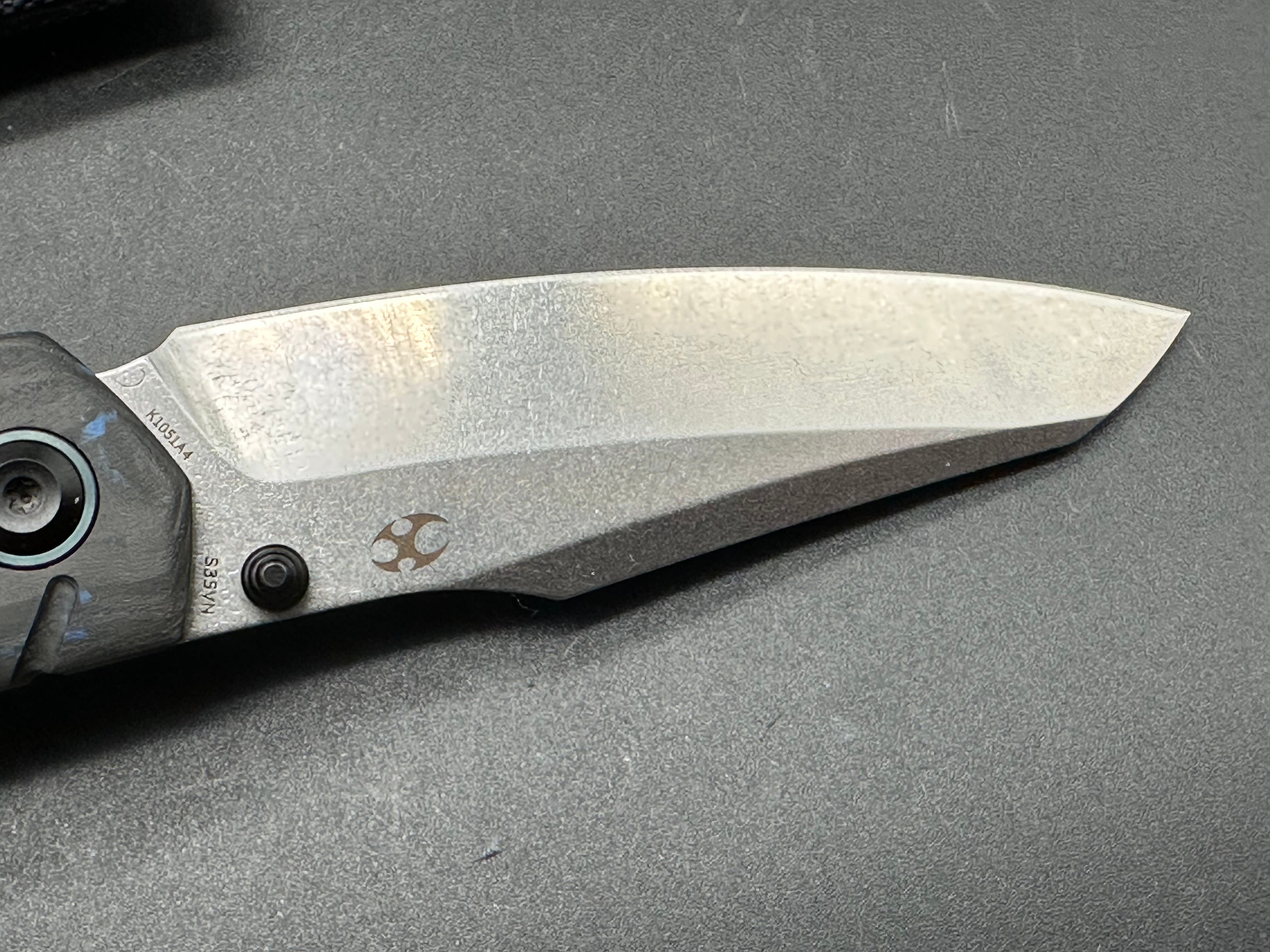 KANSEPT WEIM BLUE/BLACK CARBON FIBER/GRAY TITANIUM HANDLE S35VN SHEEPSFOOT