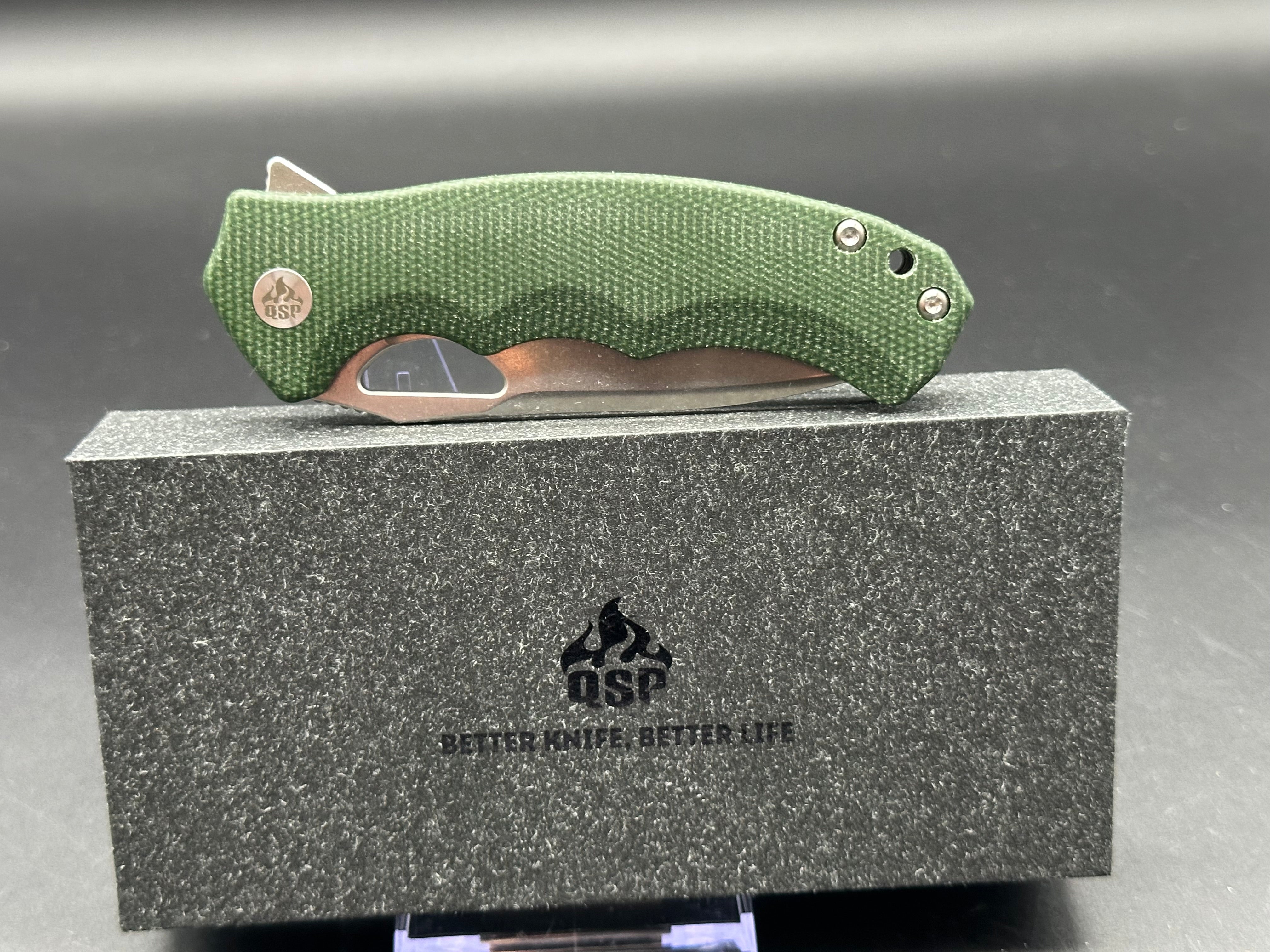 QSP GORILLA LINER LOCK GREEN MICARTA HANDLE 14C28N