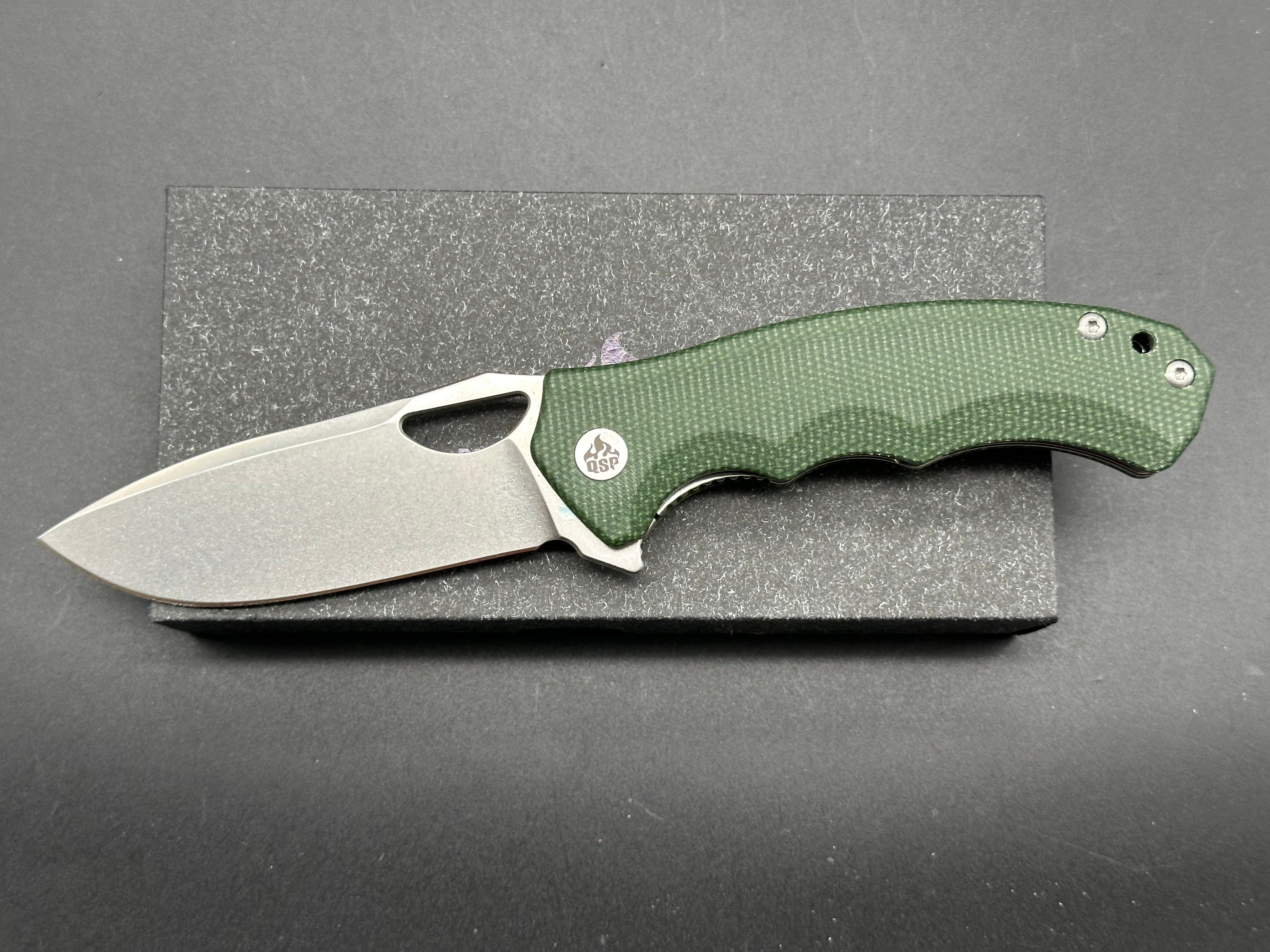QSP GORILLA LINER LOCK GREEN MICARTA HANDLE 14C28N