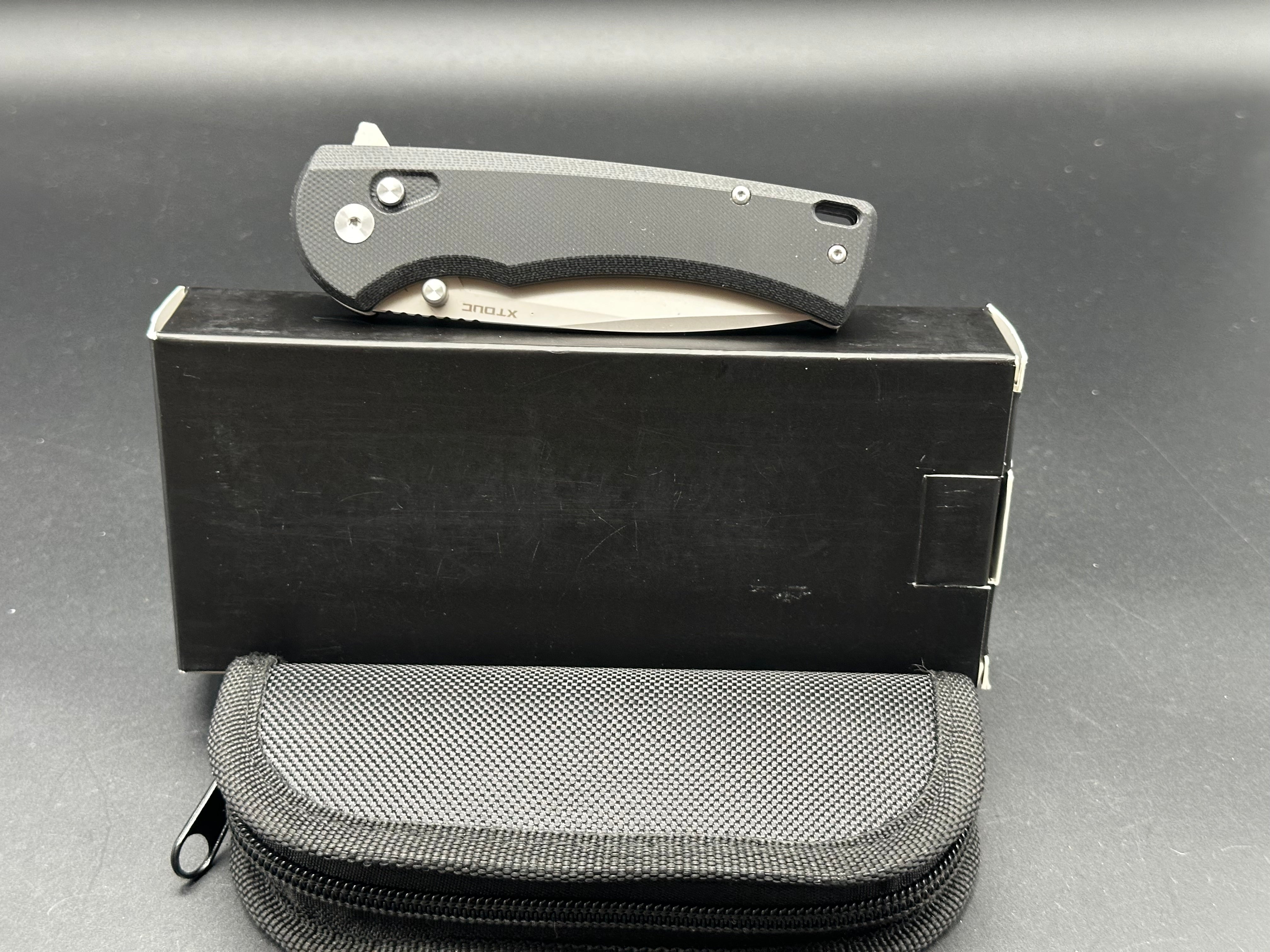 XTOUC Folding Knife EDC Pocket Knife: Button Lock 14C28N Blade Lightweight G10 Handle