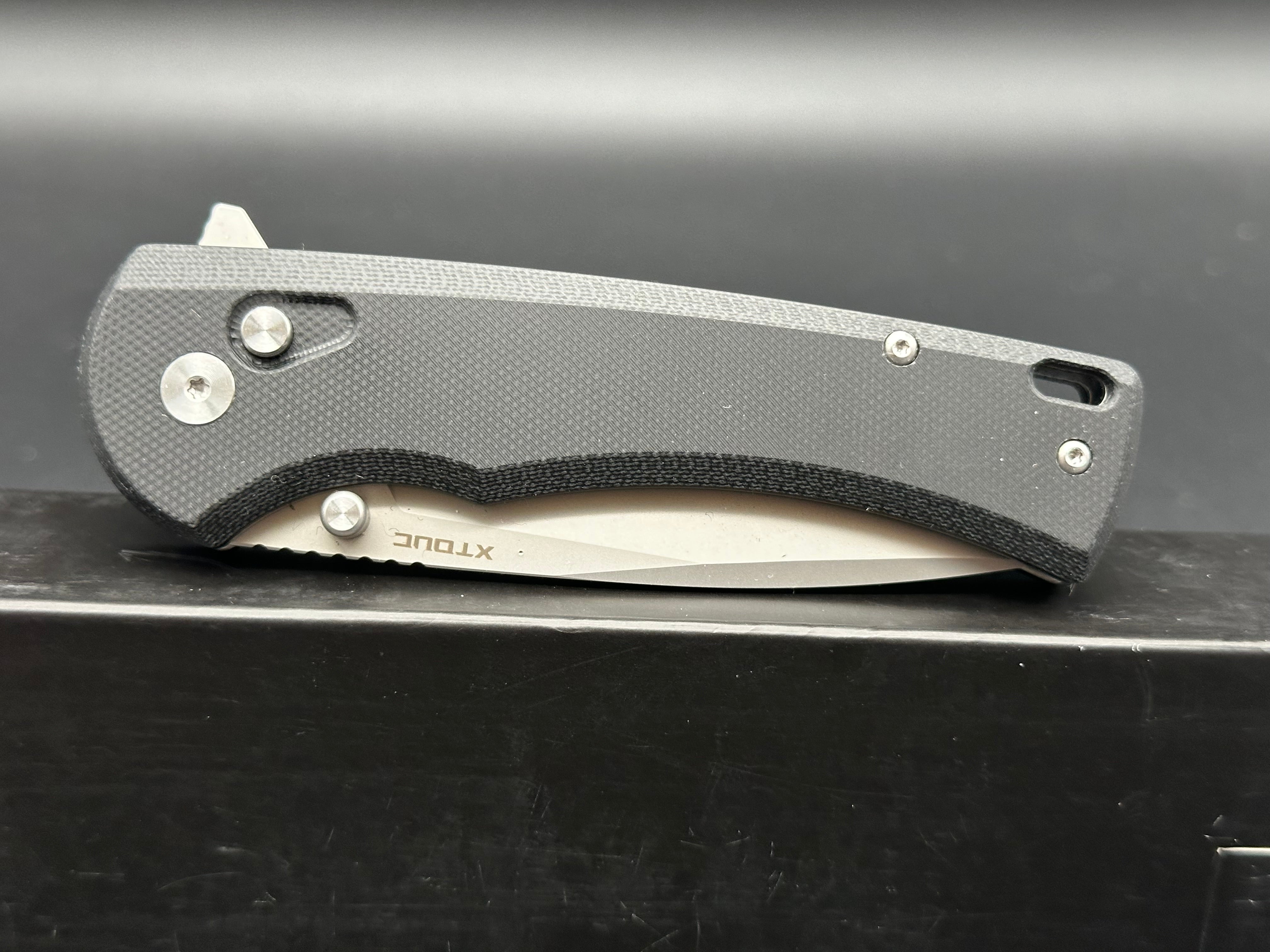 XTOUC Folding Knife EDC Pocket Knife: Button Lock 14C28N Blade Lightweight G10 Handle