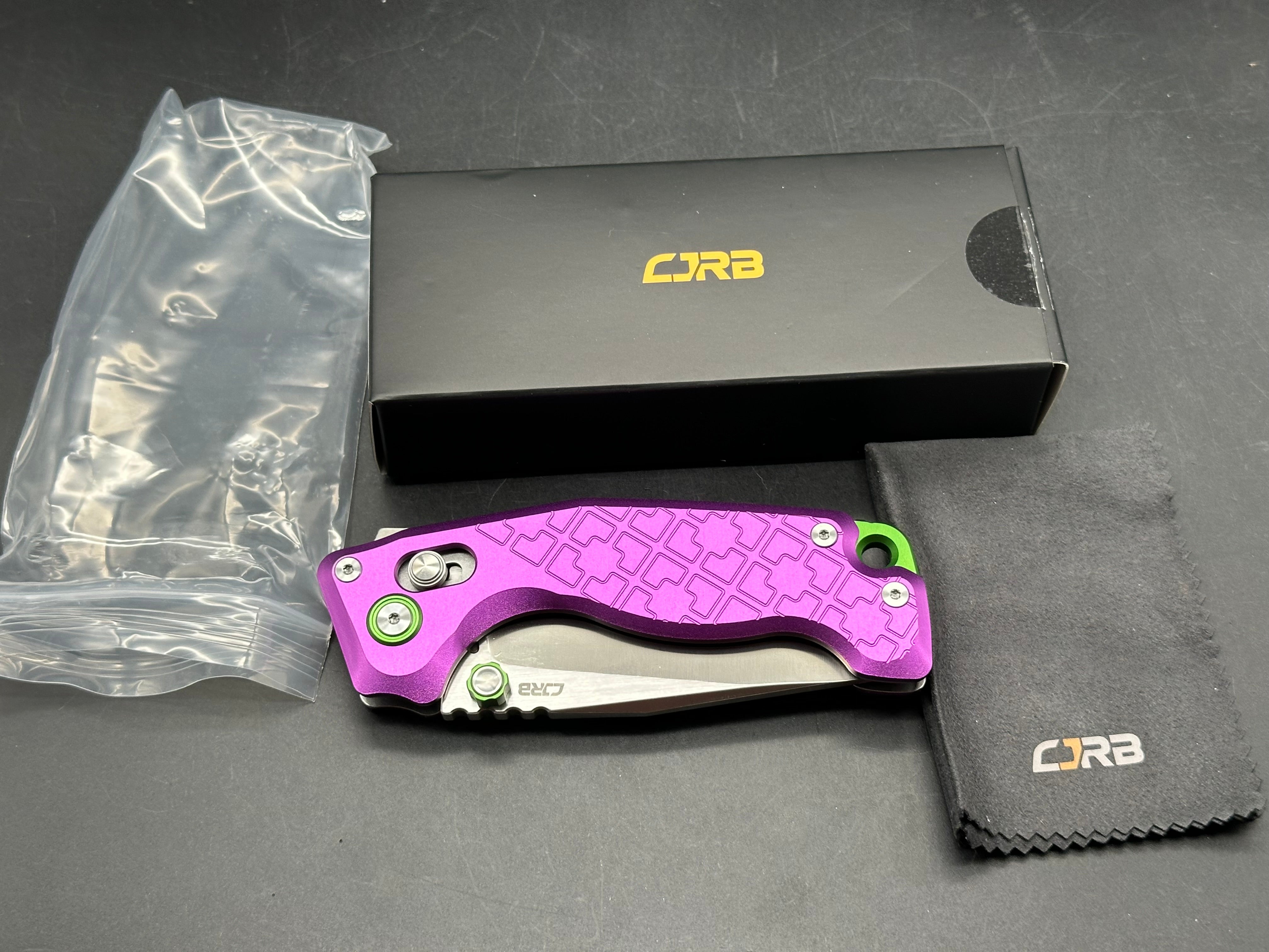 CJRB DOUBLETAP PURPLE ALUMINUM HANDLE D2 SATIN WMK EXCLUSIVE