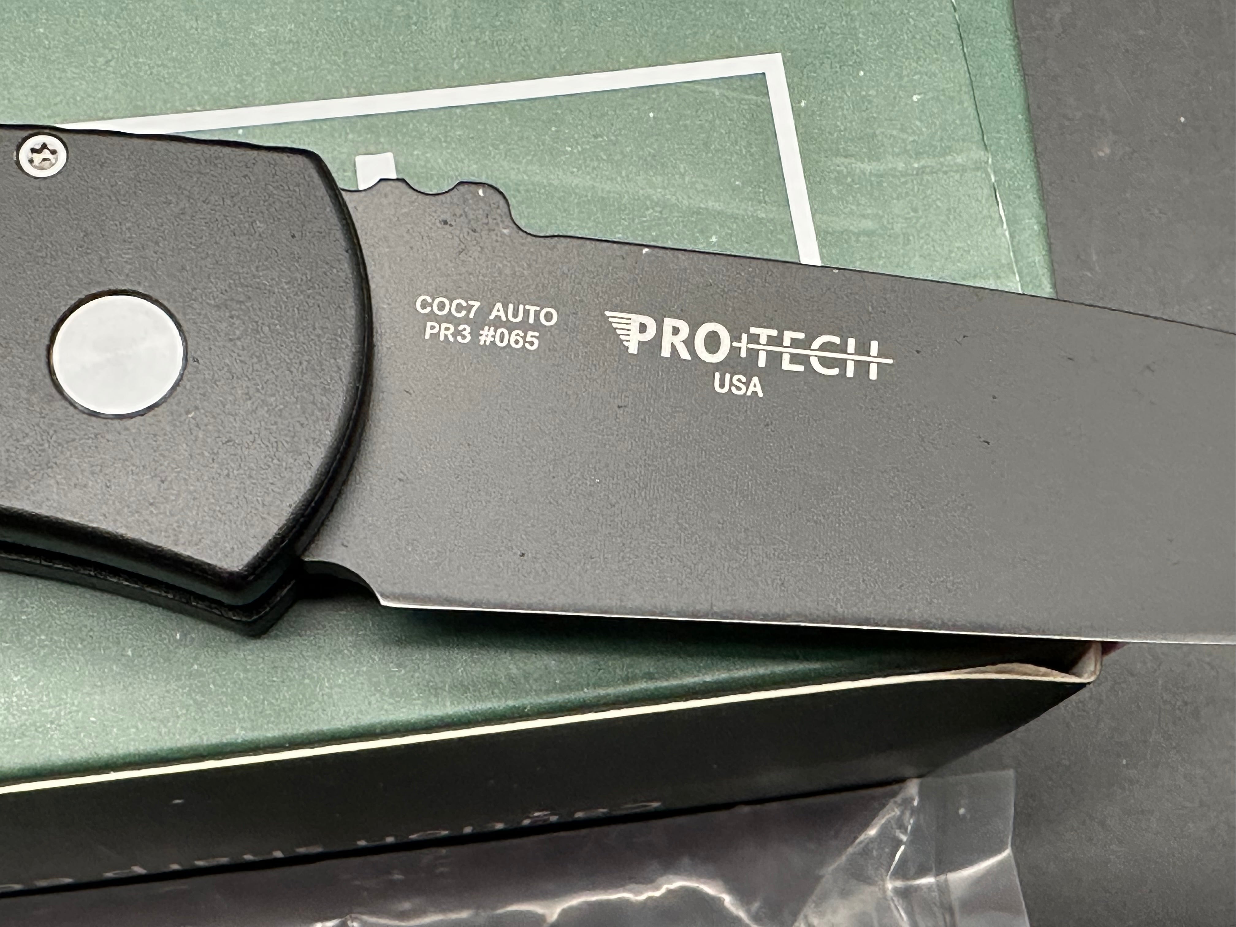 ProTech Emerson CQC-7 Punisher Tanto Automatic Knife (3.25" Black)