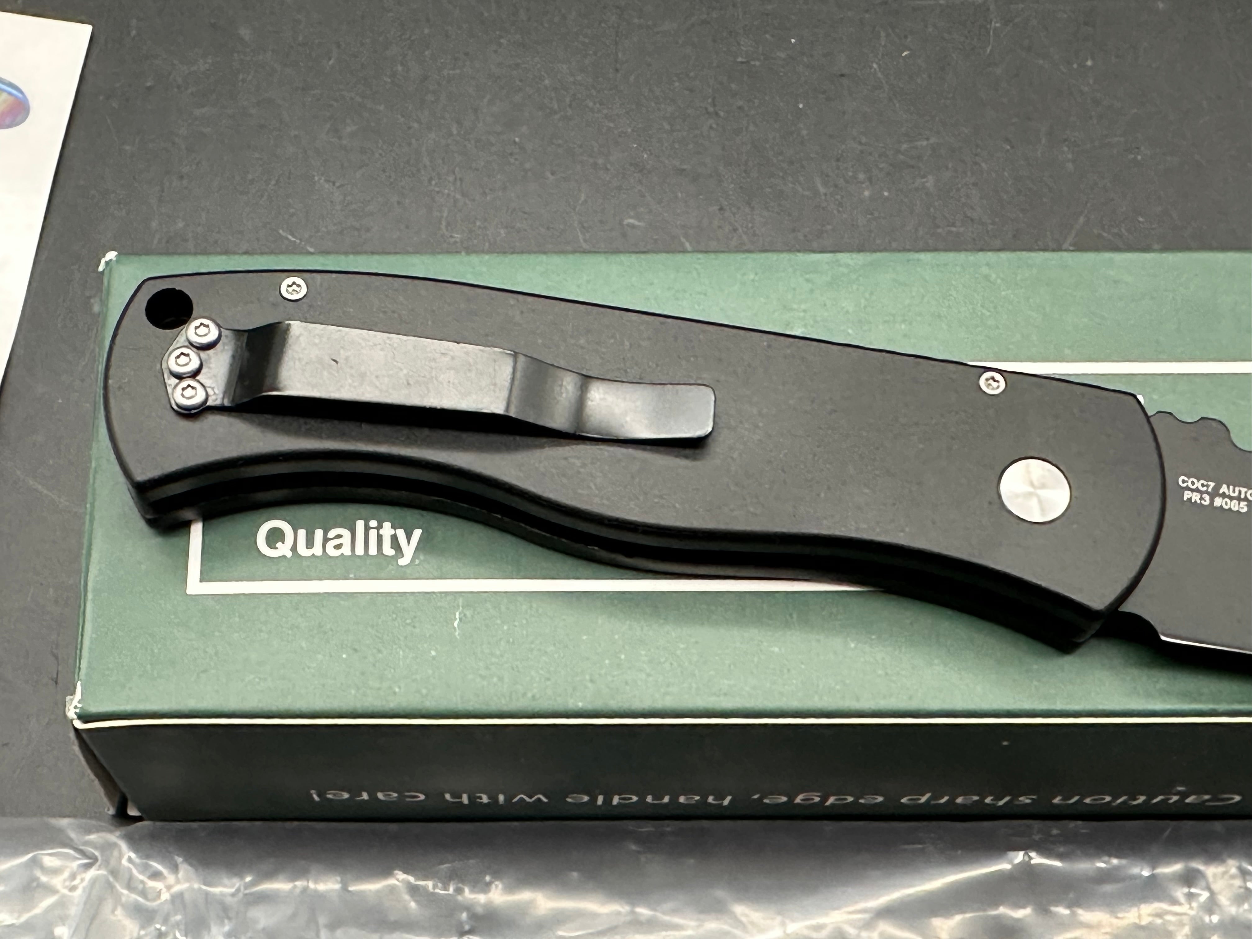 ProTech Emerson CQC-7 Punisher Tanto Automatic Knife (3.25" Black)