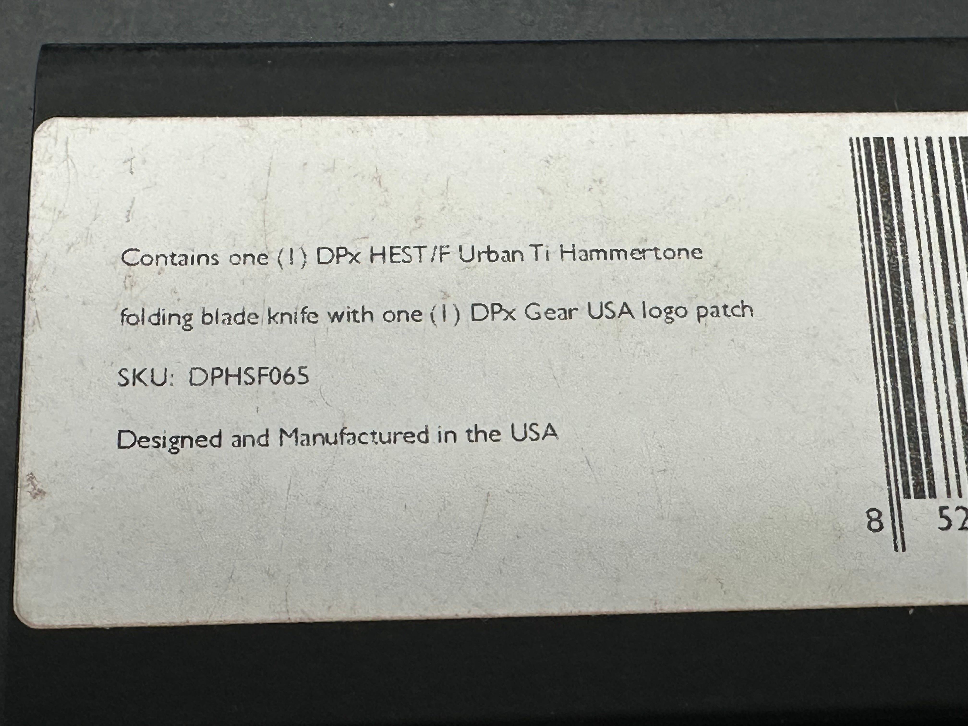 DPX HEST/F Urban - Silver Hammertone (2.9" Black S35VN)