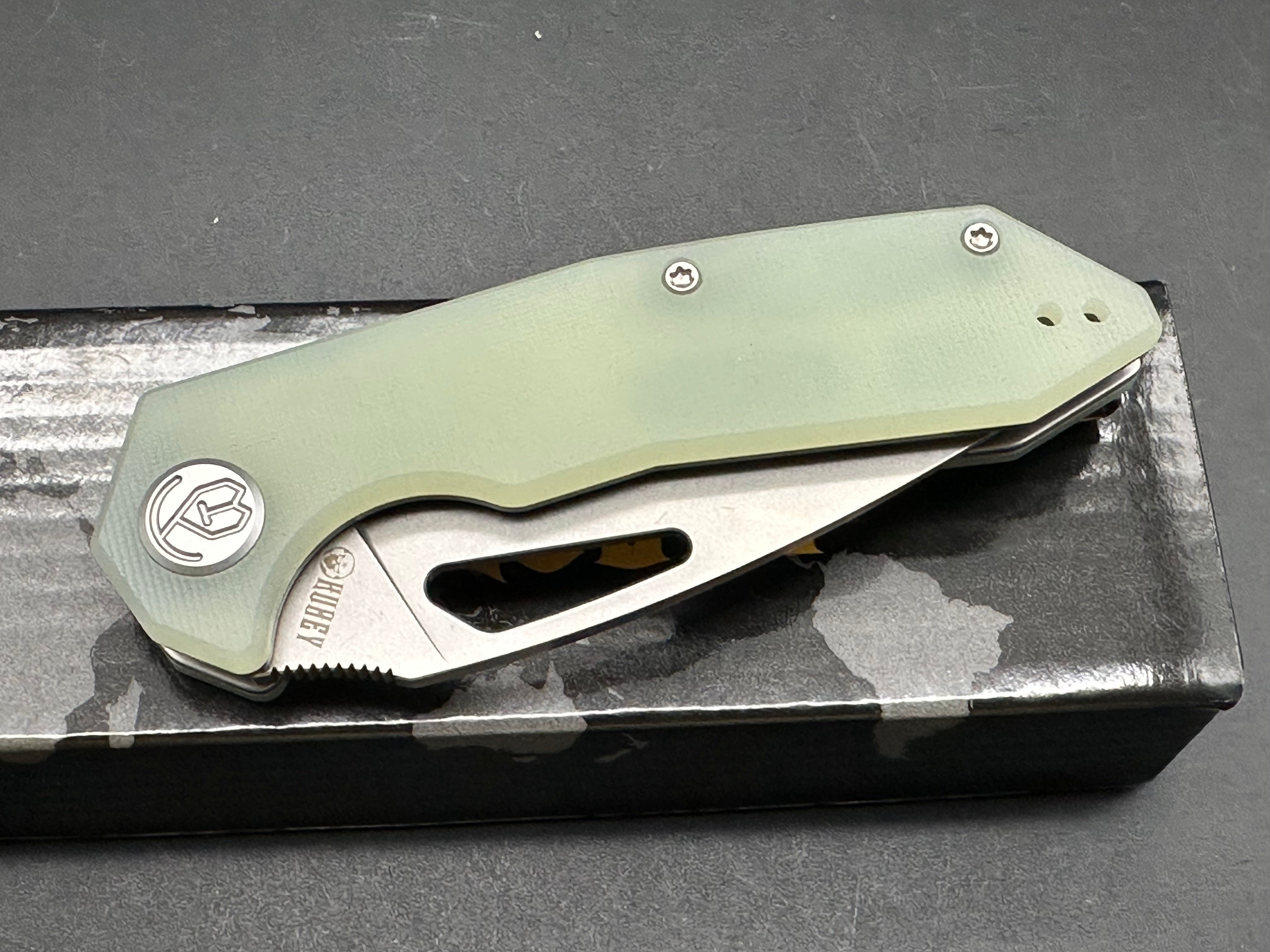 KUBEY COEUS FOLDING KNIFE JADE G10 HANDLE 14C28N BLADE