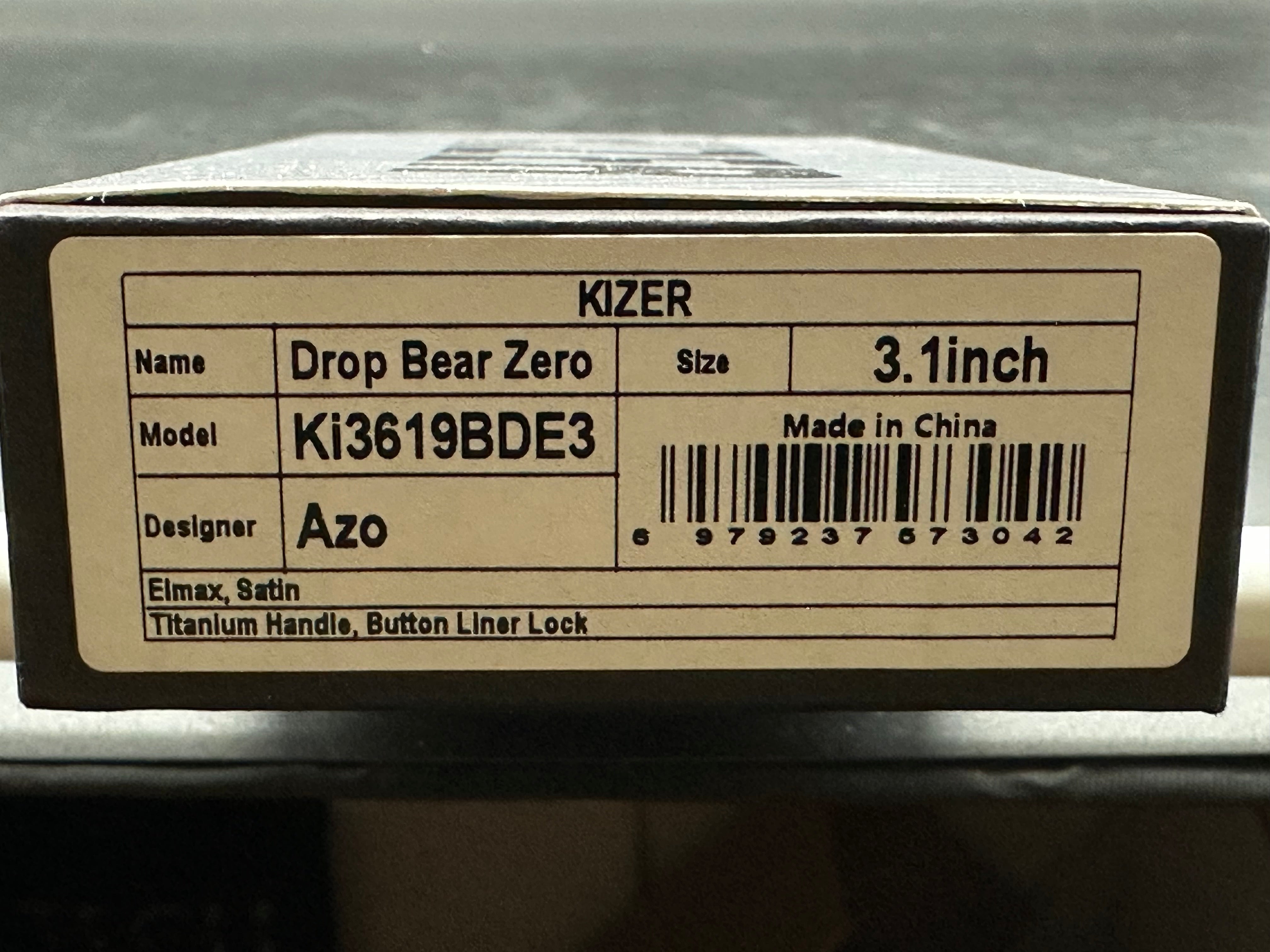 KIZER DROP BEAR ZERO FOLDING KNIFE TEXTURED TITANIUM HANDLE ELMAX STEEL