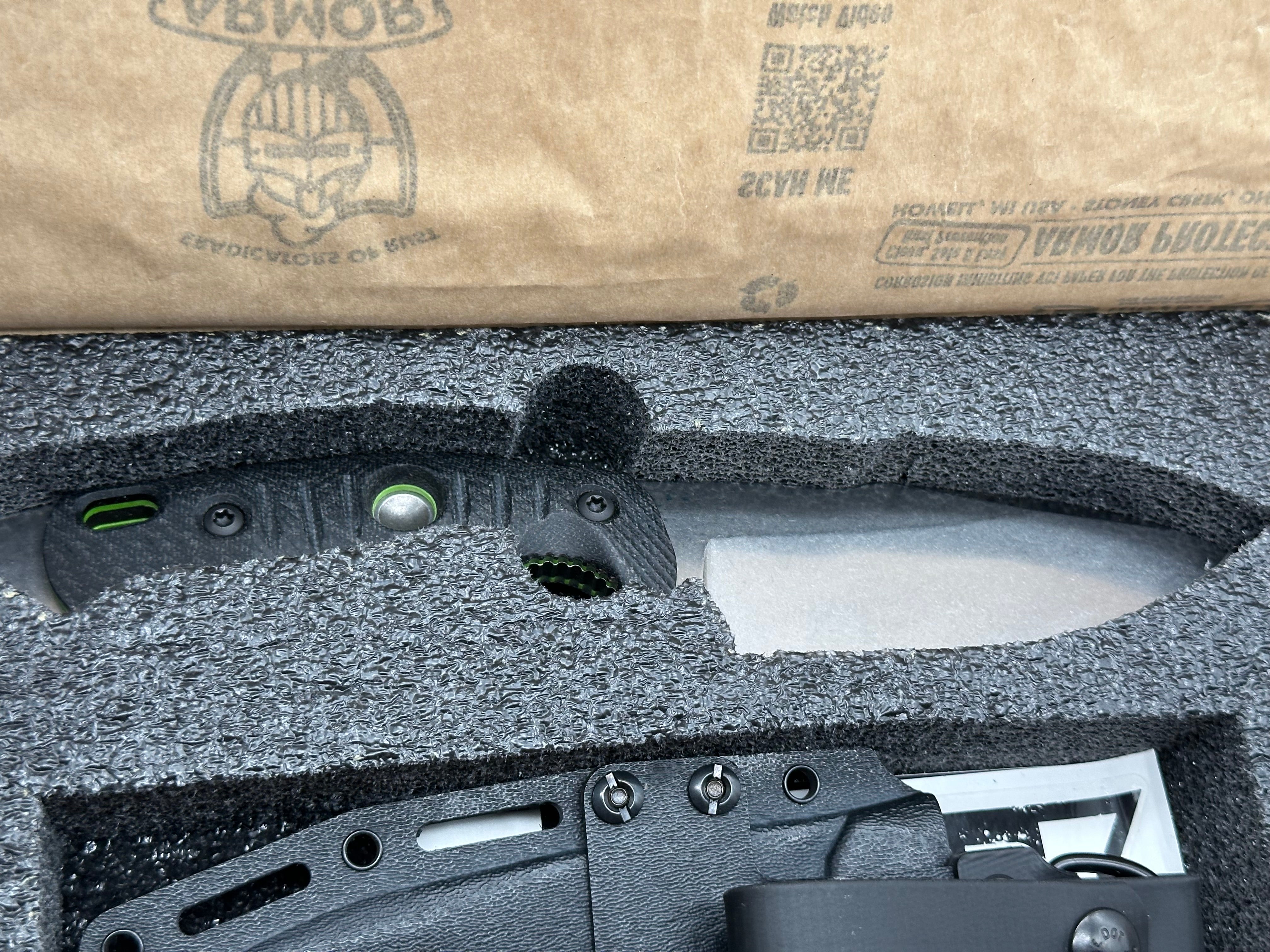 FOBOS Alaris Camp Knife Micarta w/ green G10 Liners CPM-3V