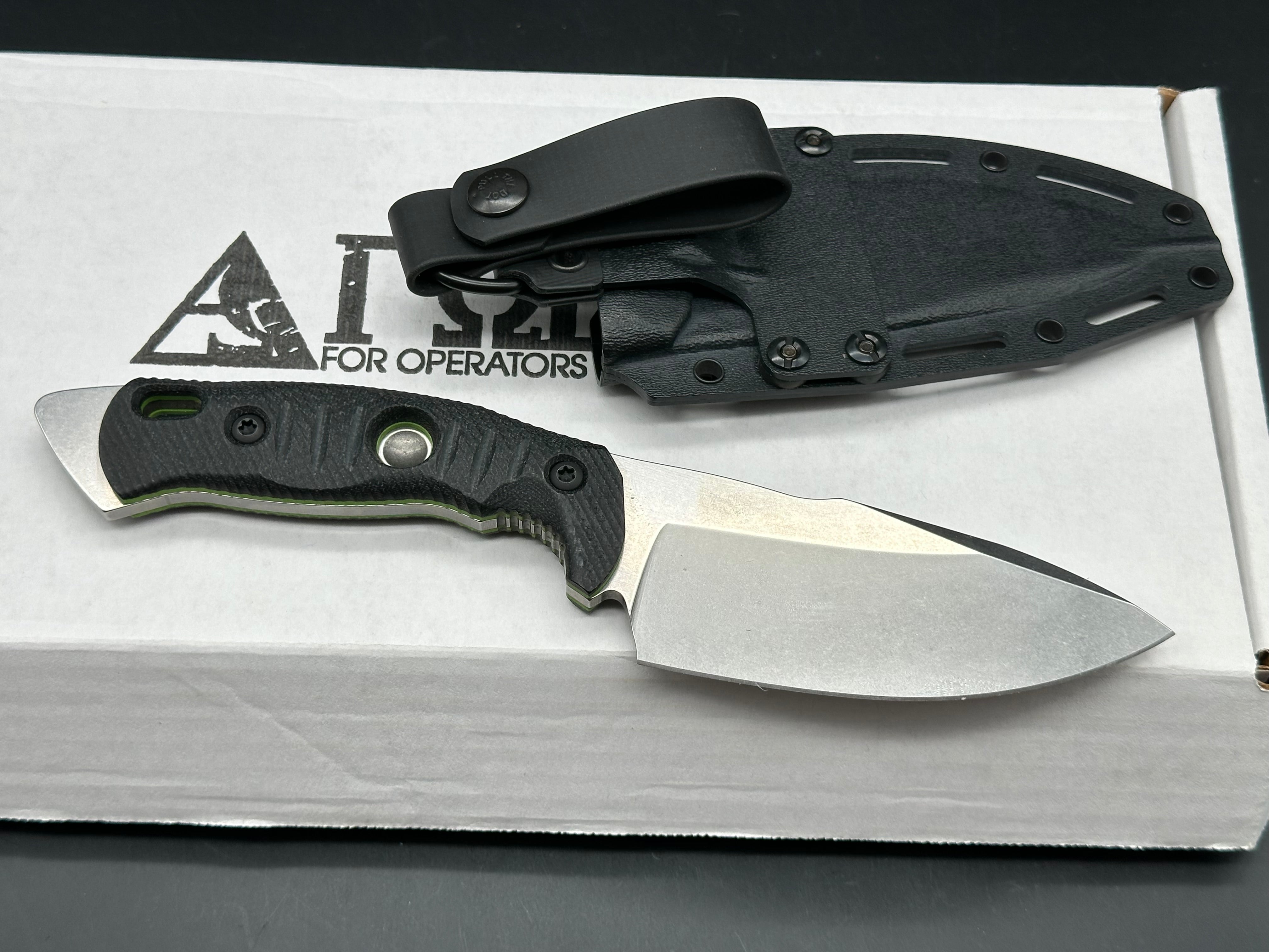 FOBOS Alaris Camp Knife Micarta w/ green G10 Liners CPM-3V