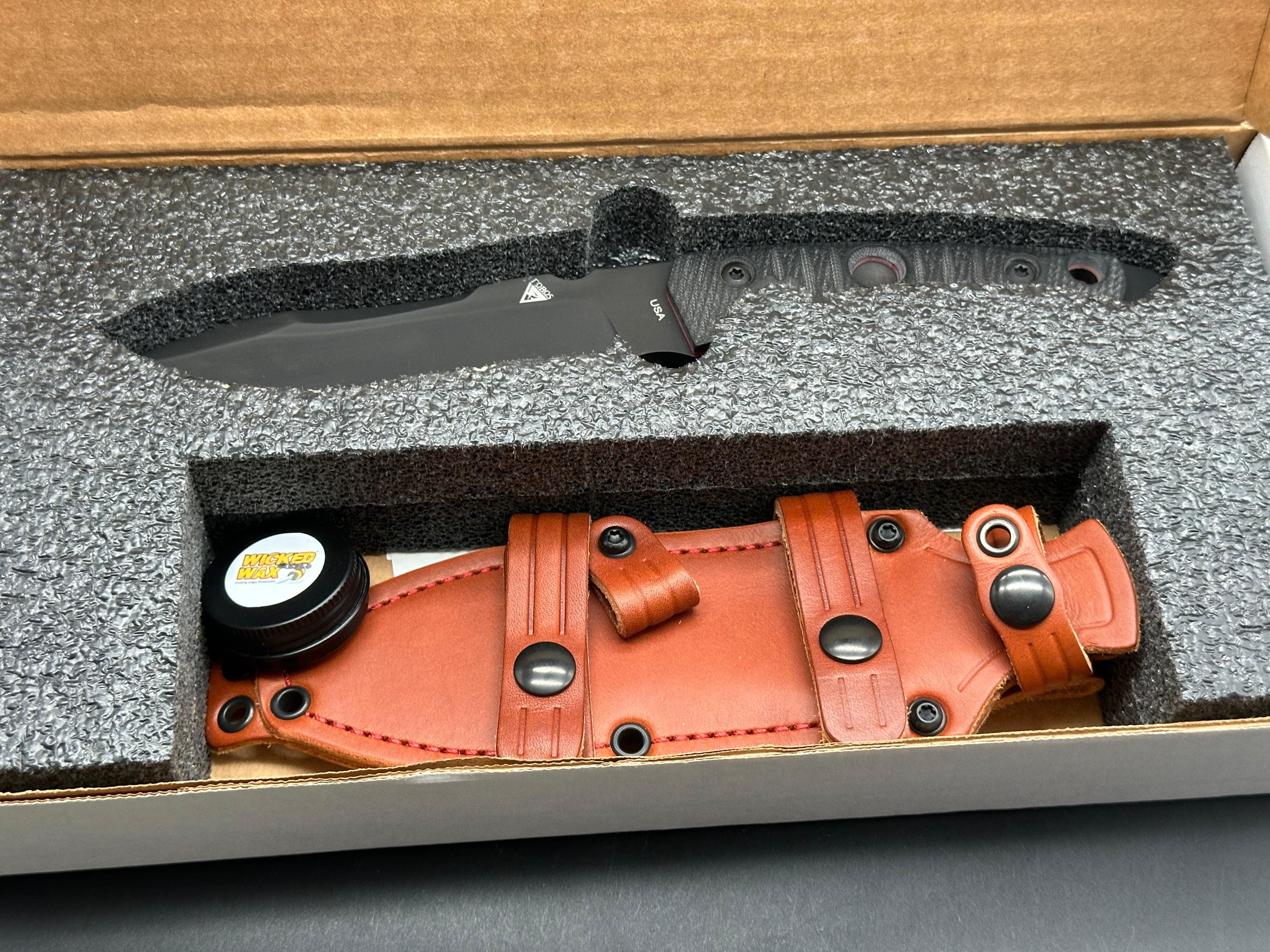 Fobos Tier1-BC Fixed Blade Knife Black Handles Magnacut