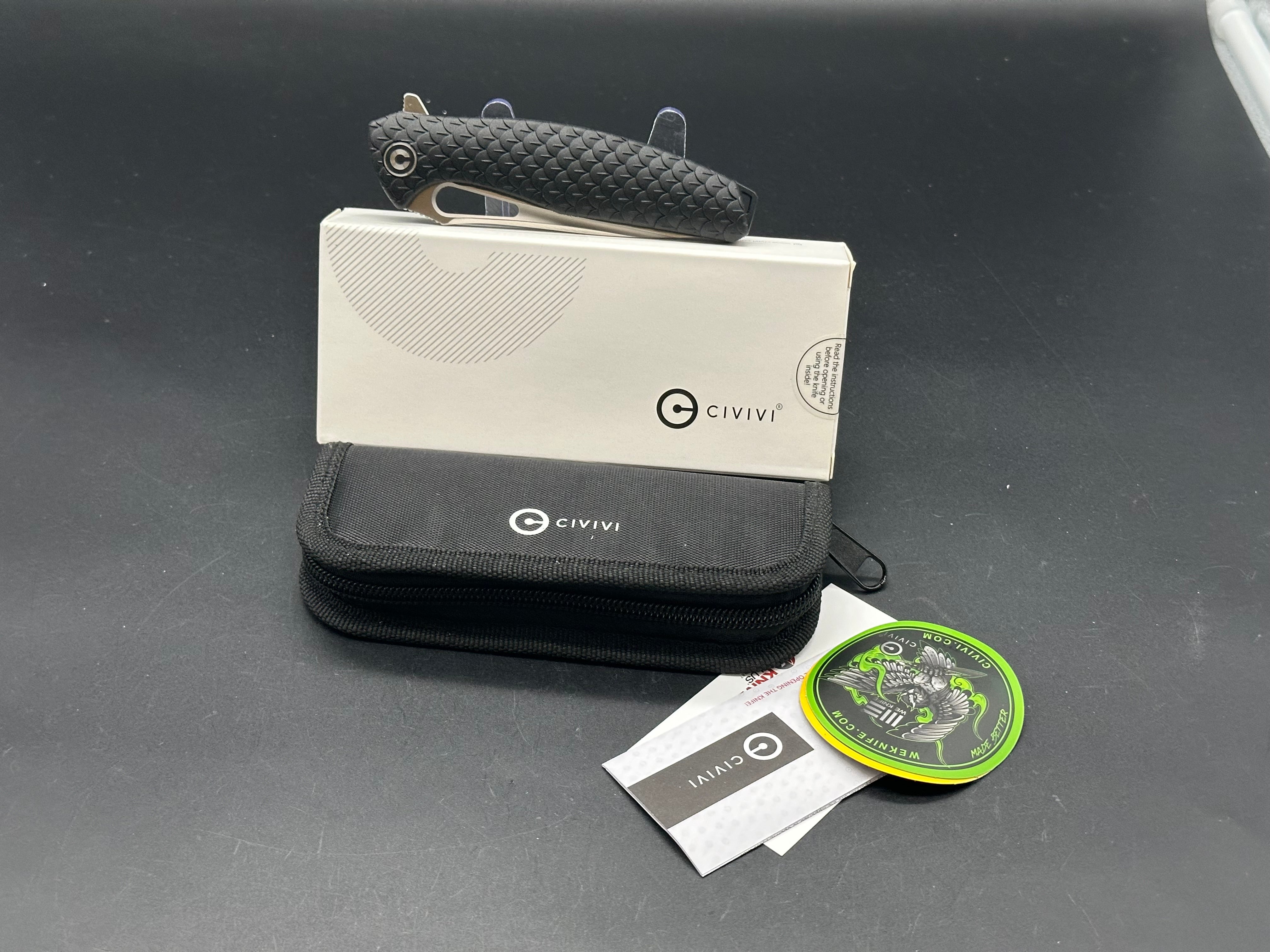 CIVIVI Wyvern Folding Flipper Knife Black FRN (3.5" Satin)