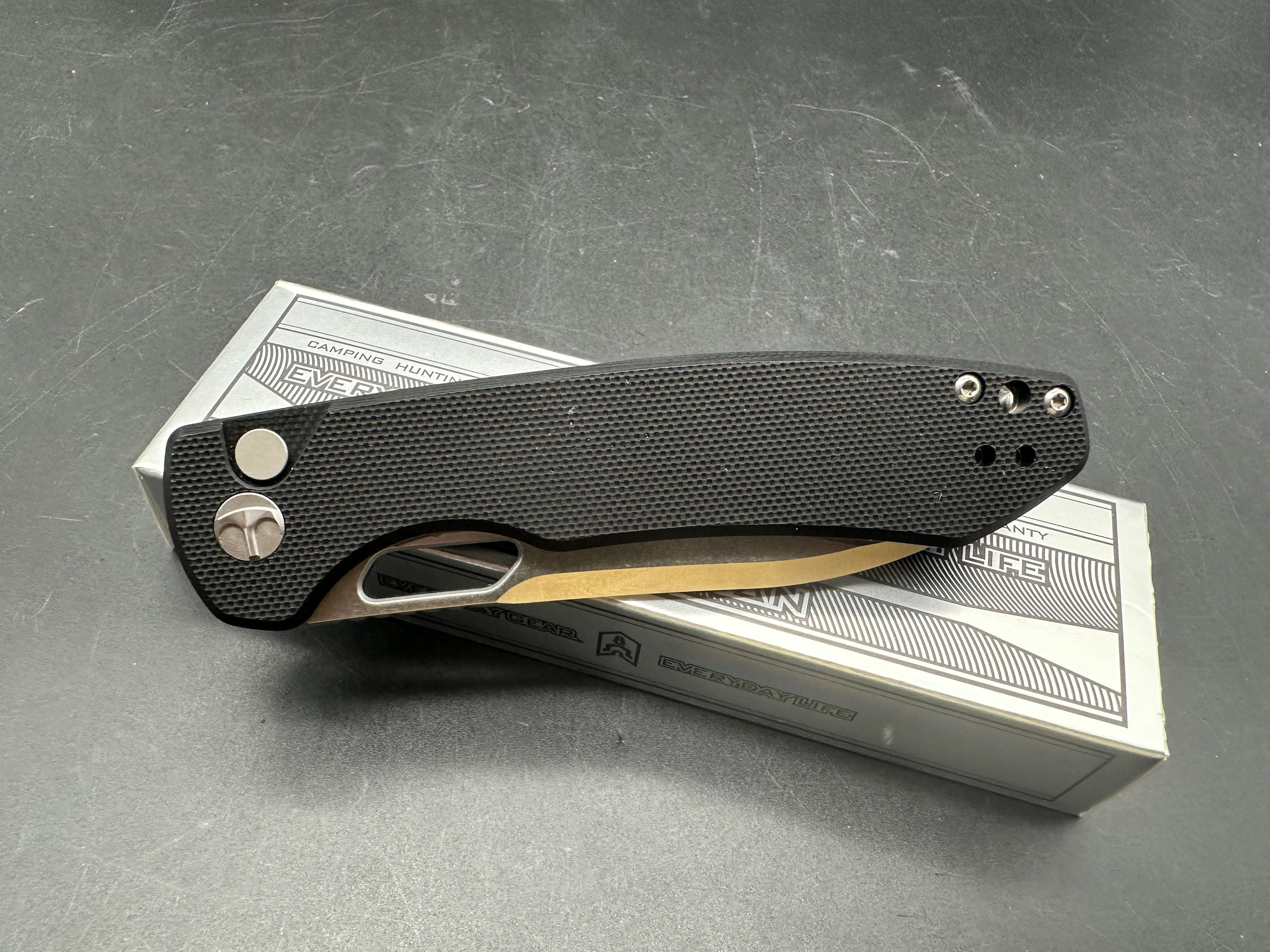 Bestechman Firebird 3.54" D2 Satin Blade with Black G10 Scales