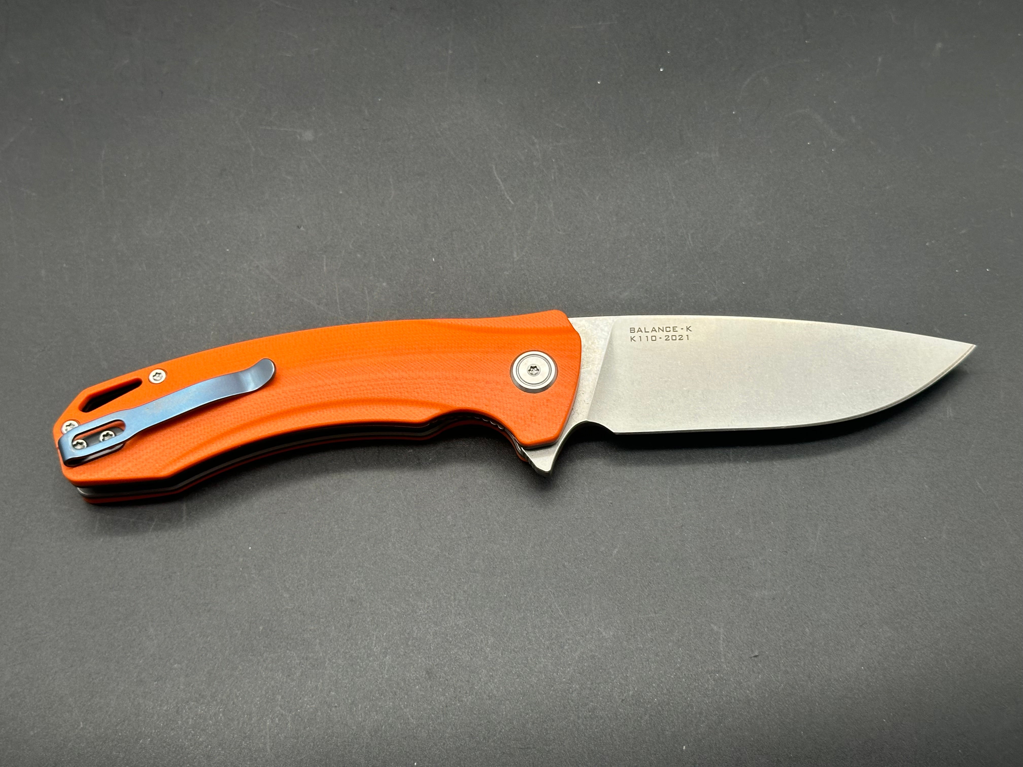 Maxace Balance-K Liner Lock Knife Orange G-10 (3.75" SW)