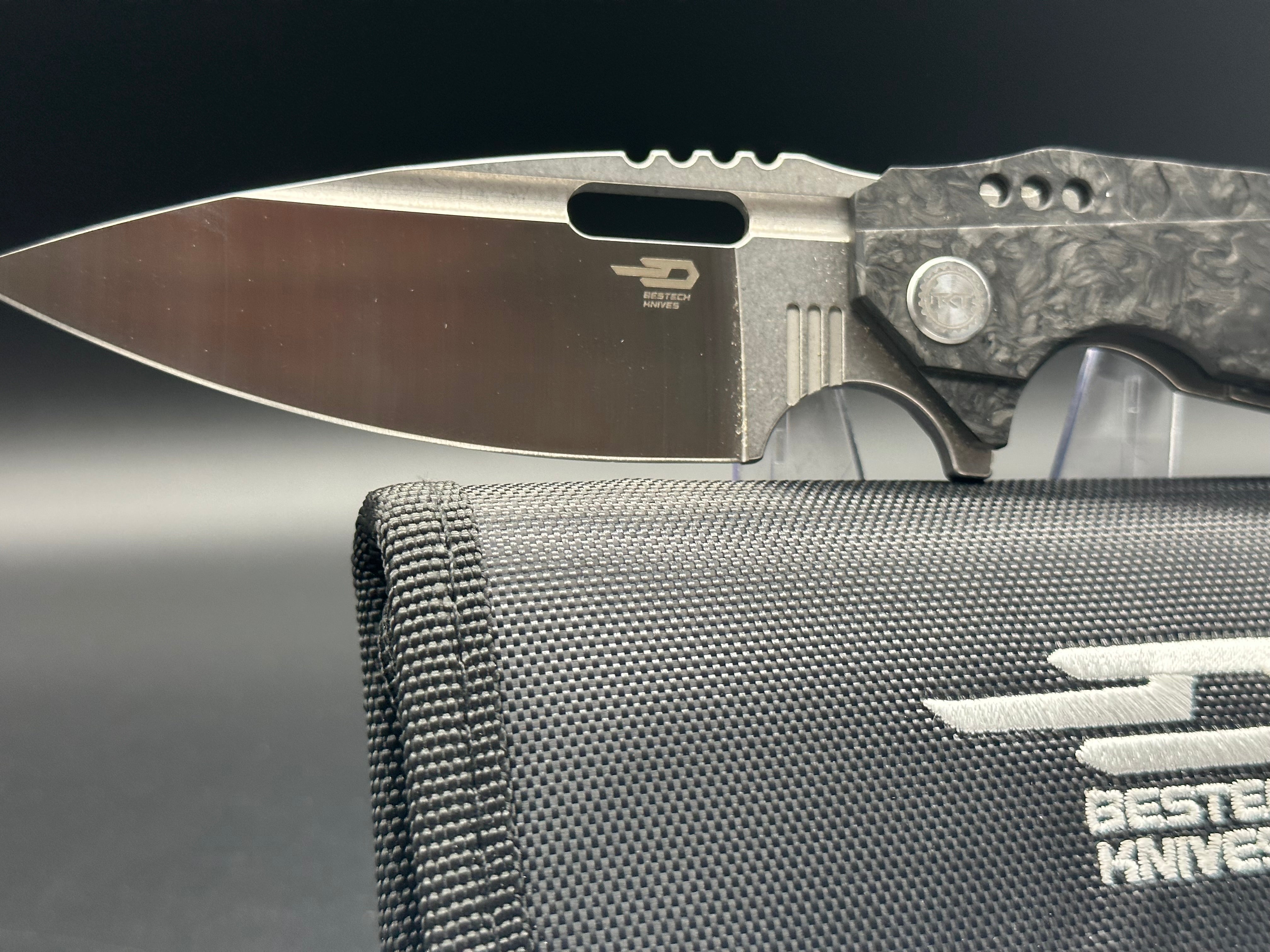 BESTECH SHODAN FOLDER KNIFE CARBON FIBER FRONT & TITANIUM BACK HANDLE SW + SATIN S35VN BLADE BT1910C