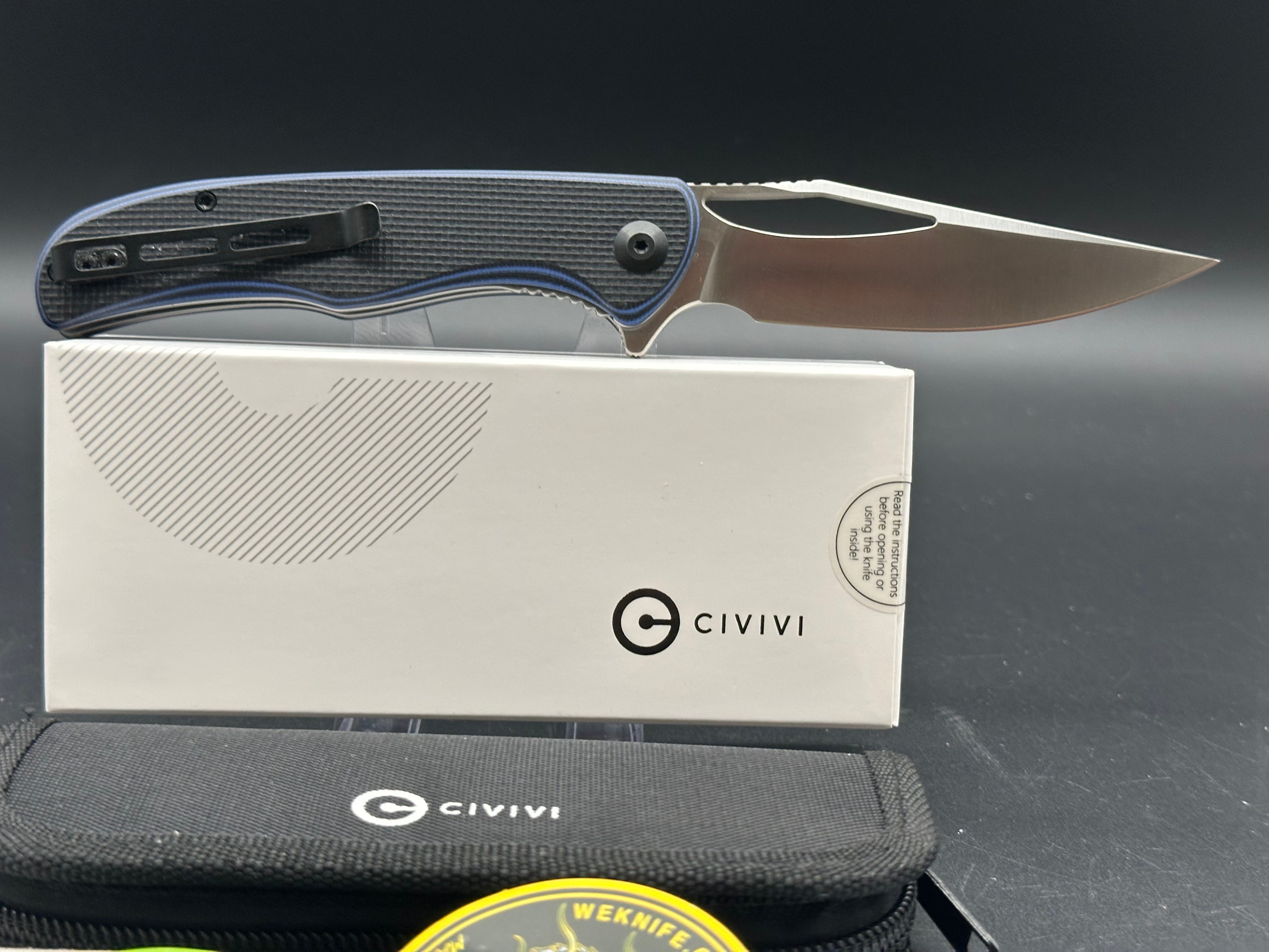CIVIVI Shredder Liner Lock Knife Blue/Black Layered G-10 (3.7" Satin D2)