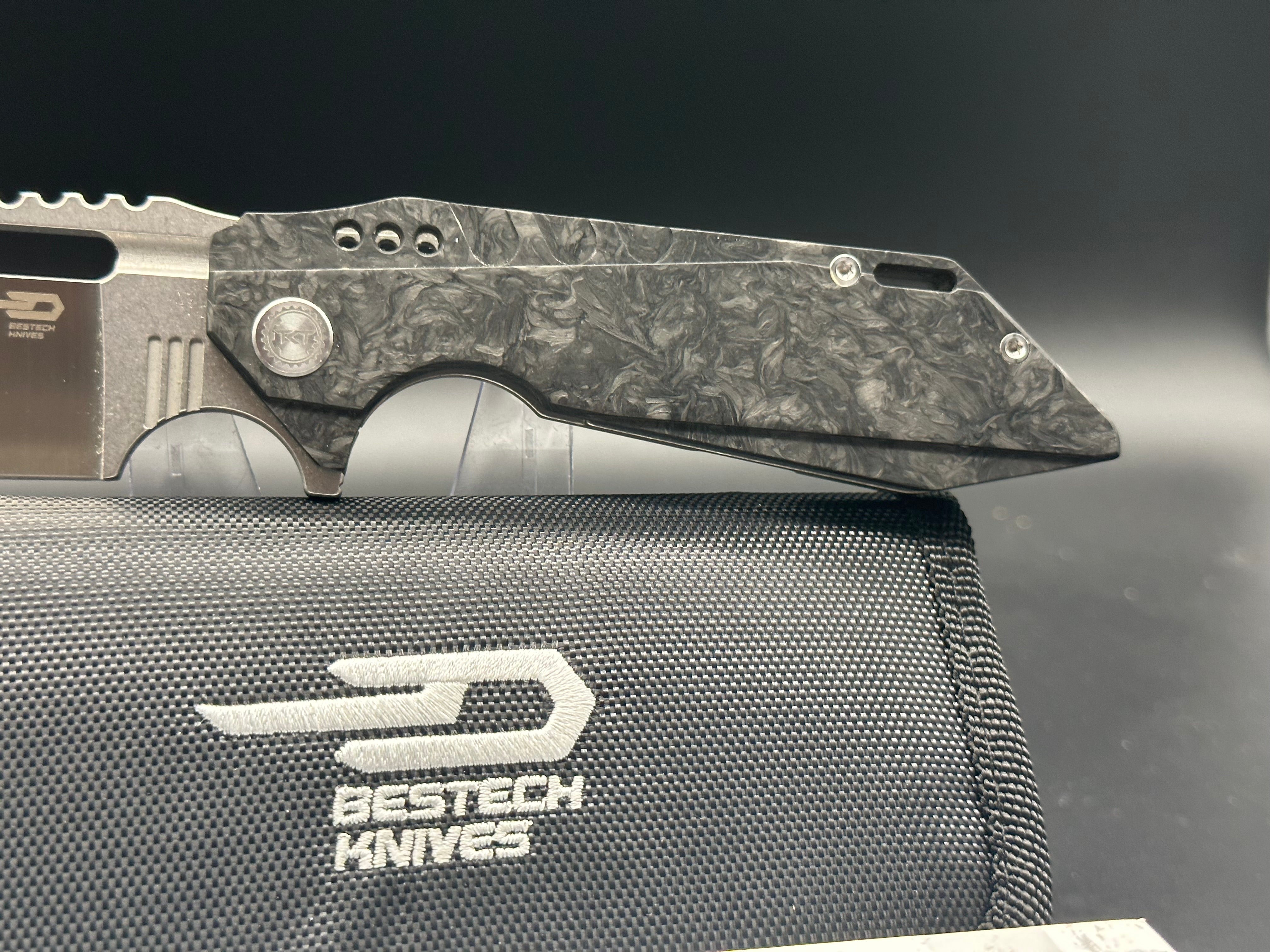 BESTECH SHODAN FOLDER KNIFE CARBON FIBER FRONT & TITANIUM BACK HANDLE SW + SATIN S35VN BLADE BT1910C