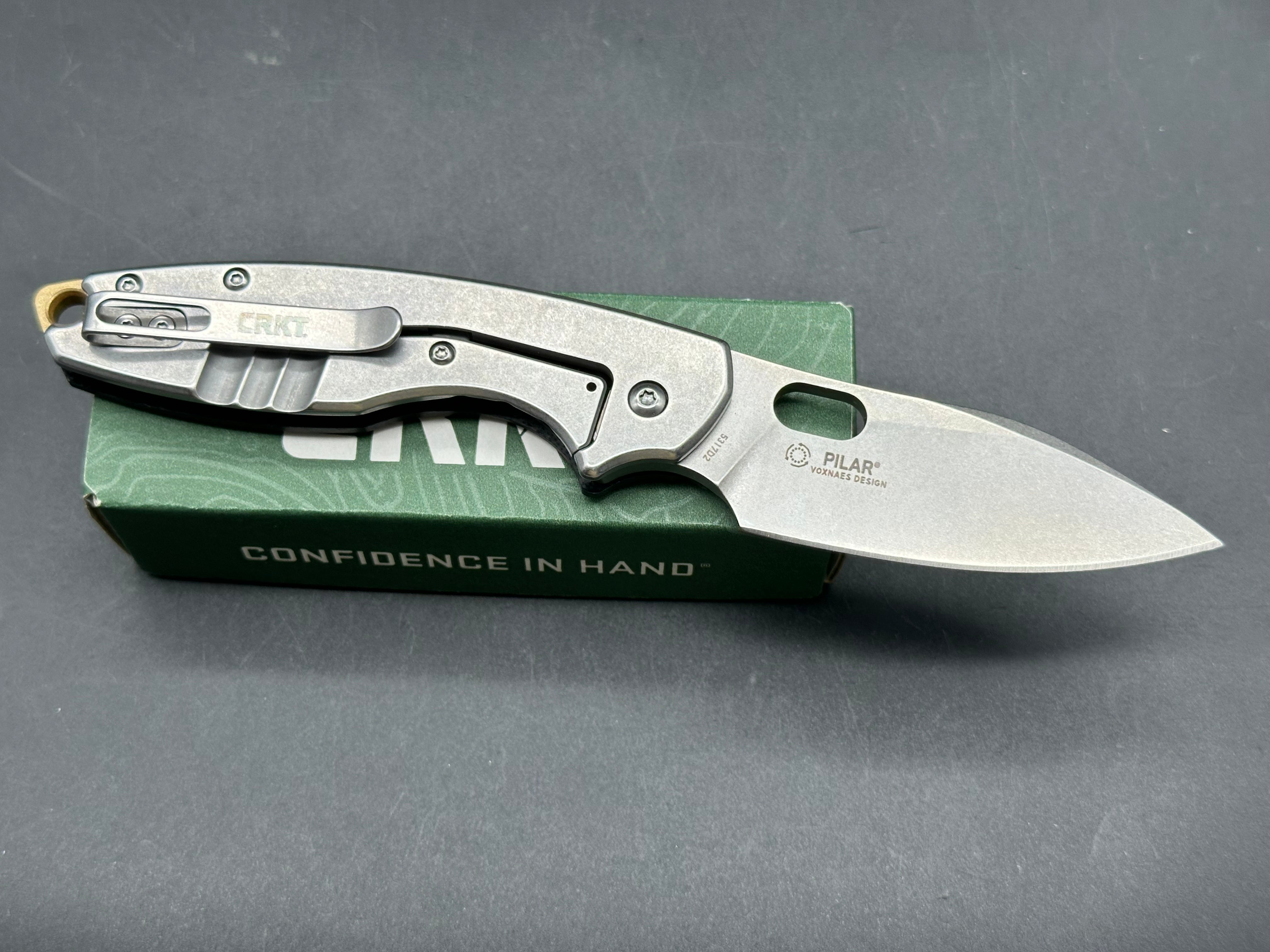 CRKT Pilar III 2.97" D2 Stonewash Drop Point Blade with Black G10 and Stainless Steel Frame