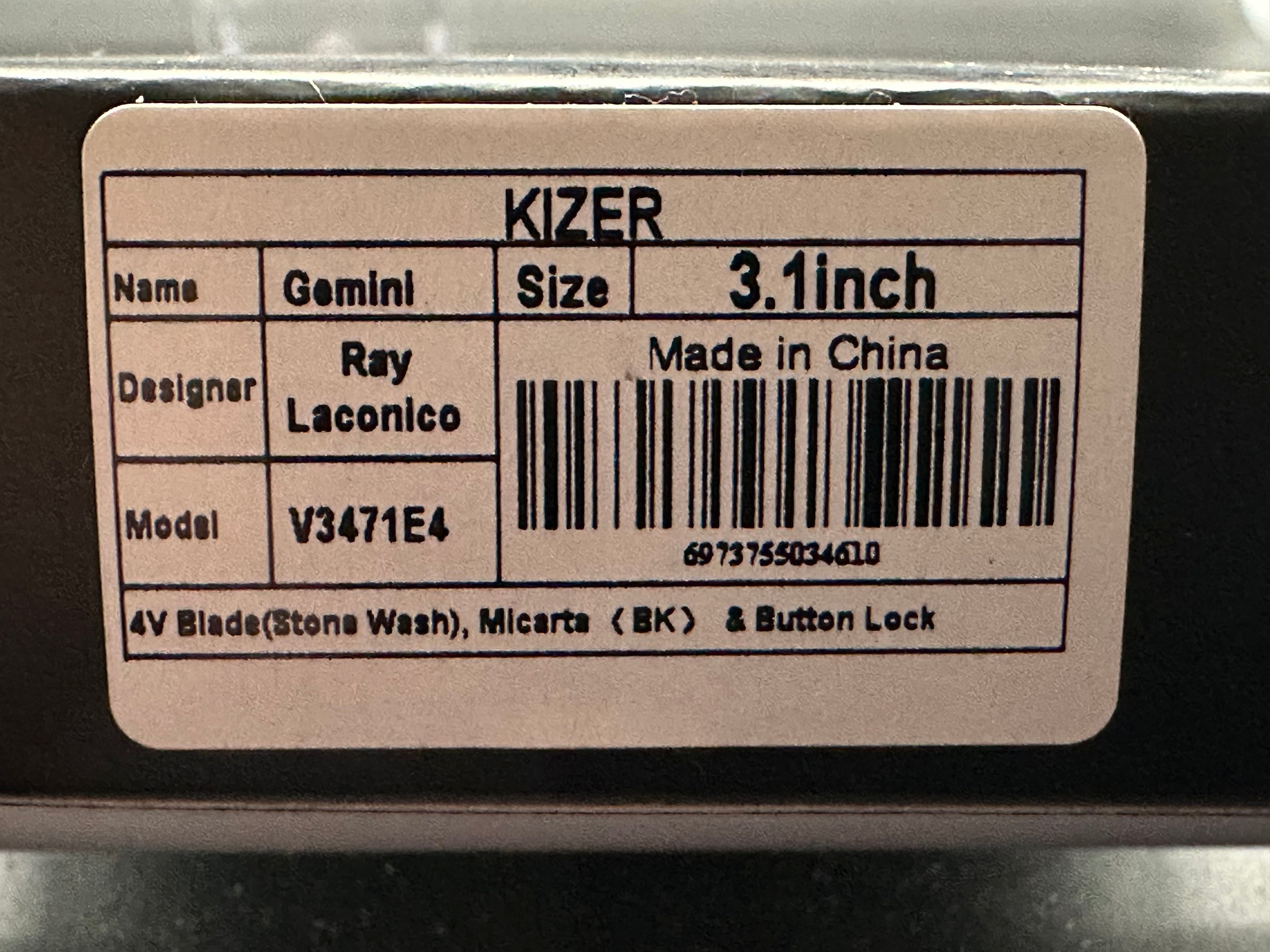 Kizer Cutlery Vanguard Ray Laconico Gemini Button Lock Flipper Knife CPM-4V Black Linen Micarta Handles