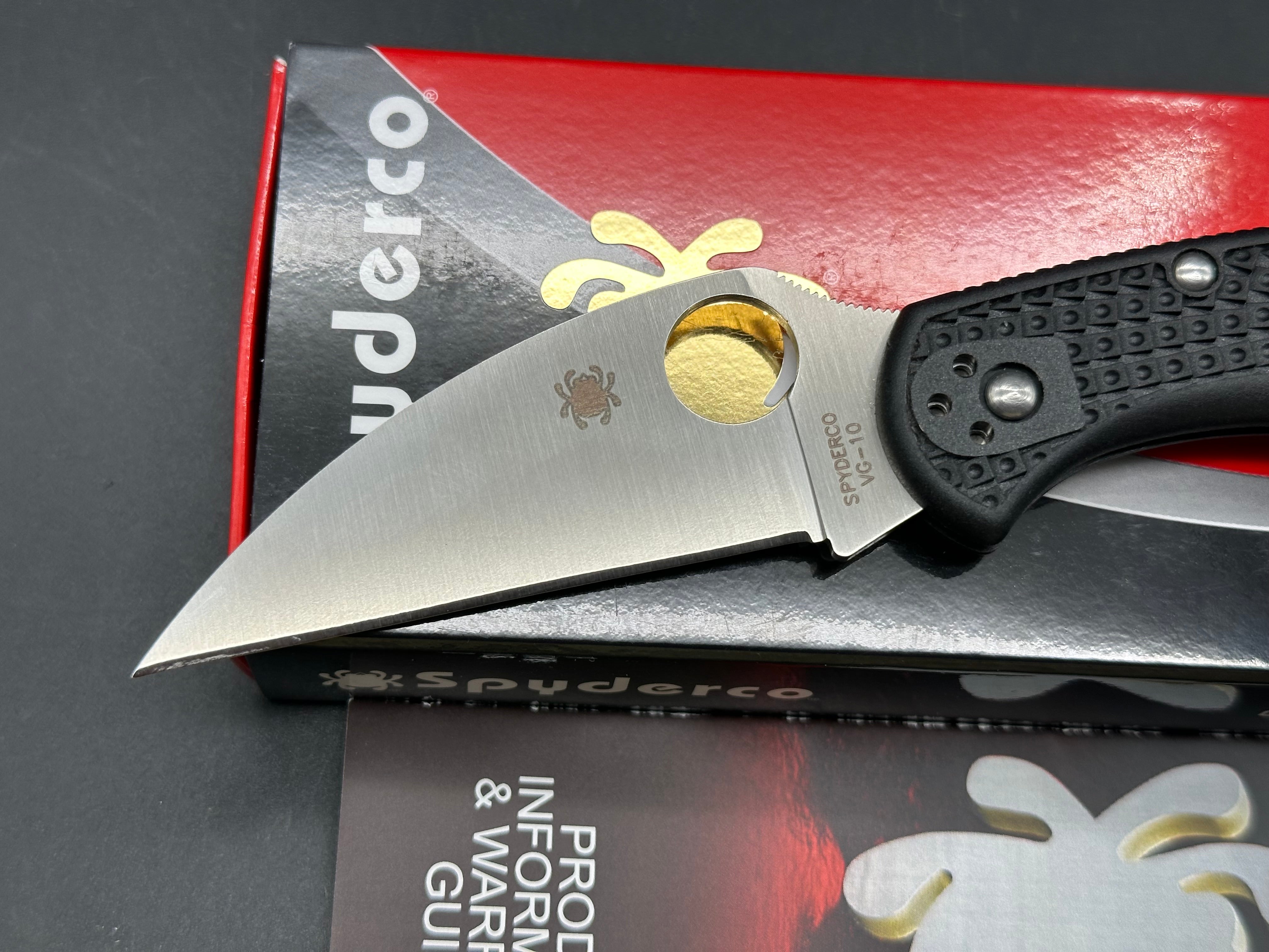 Spyderco Delica 4 Wharncliffe 2.9" VG-10 Satin Wharncliffe Blade with Black FRN Scales