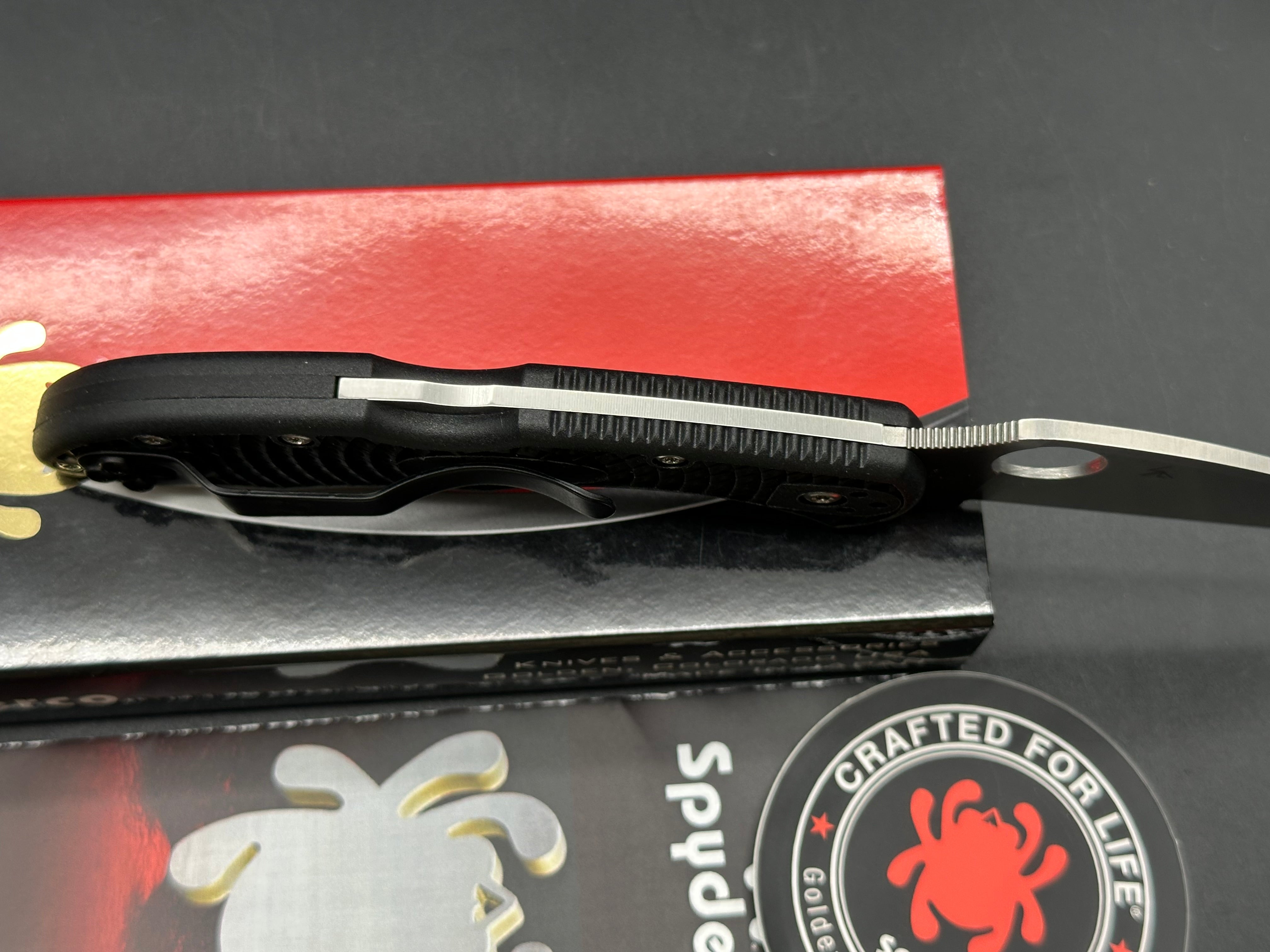 Spyderco Delica 4 Wharncliffe 2.9" VG-10 Satin Wharncliffe Blade with Black FRN Scales