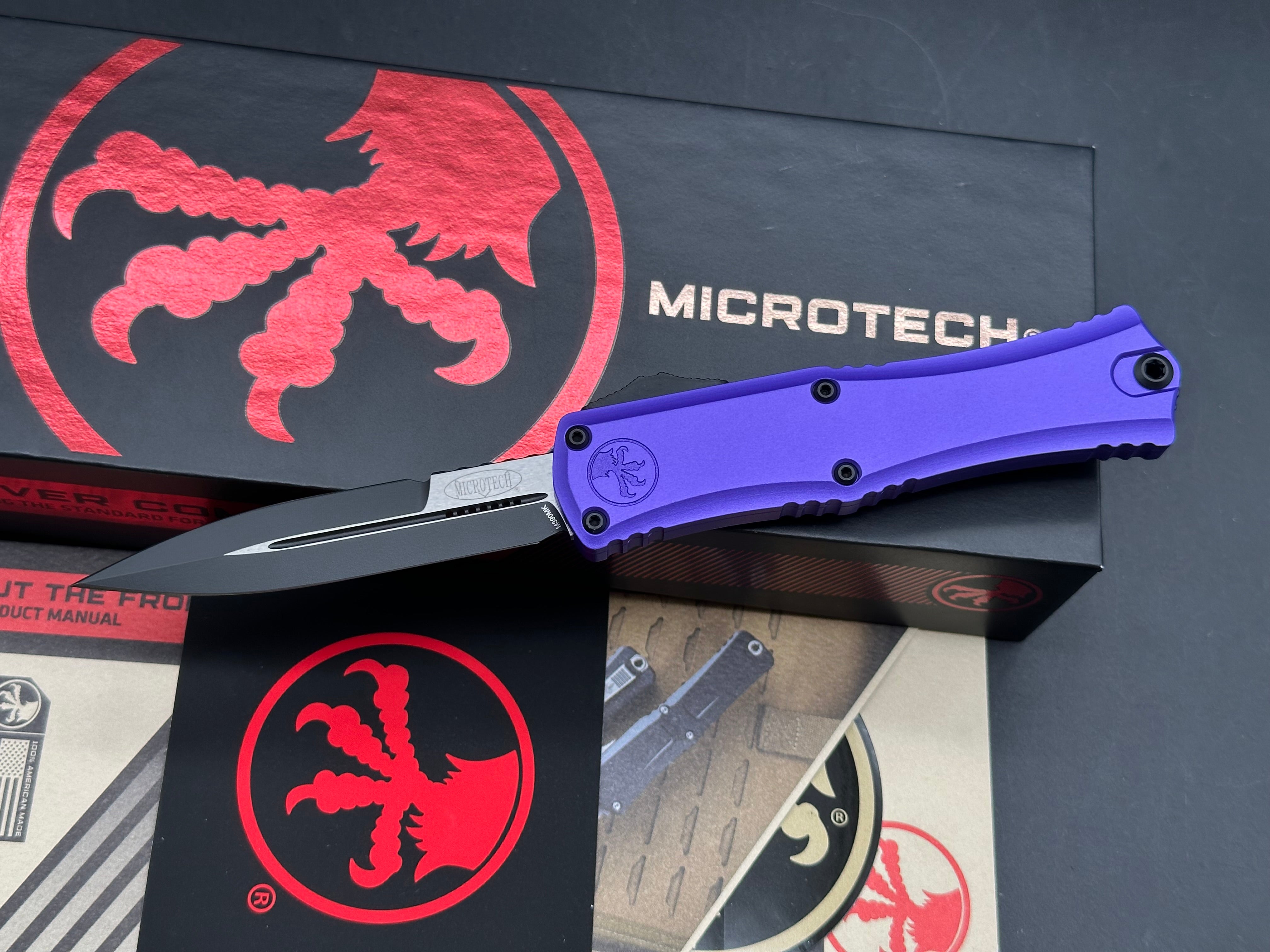 Microtech Hera II Mini Bayonet OTF Automatic Knife Purple Aluminum