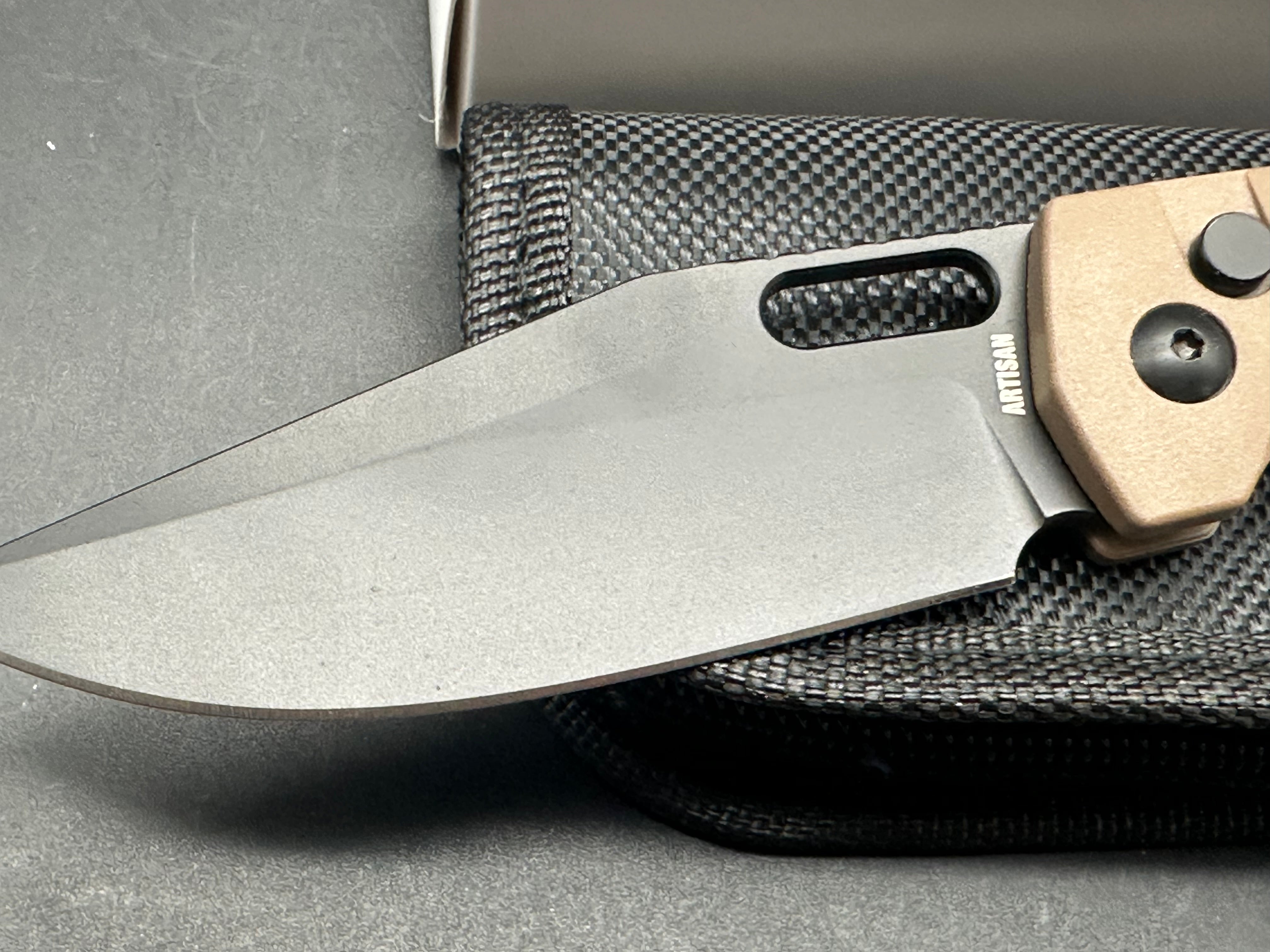 ARTISAN CUTLERY REVEL FOLDING KNIFE BROWN FRN HANDLE AR-RPM9 PLAIN BLACK BLADE