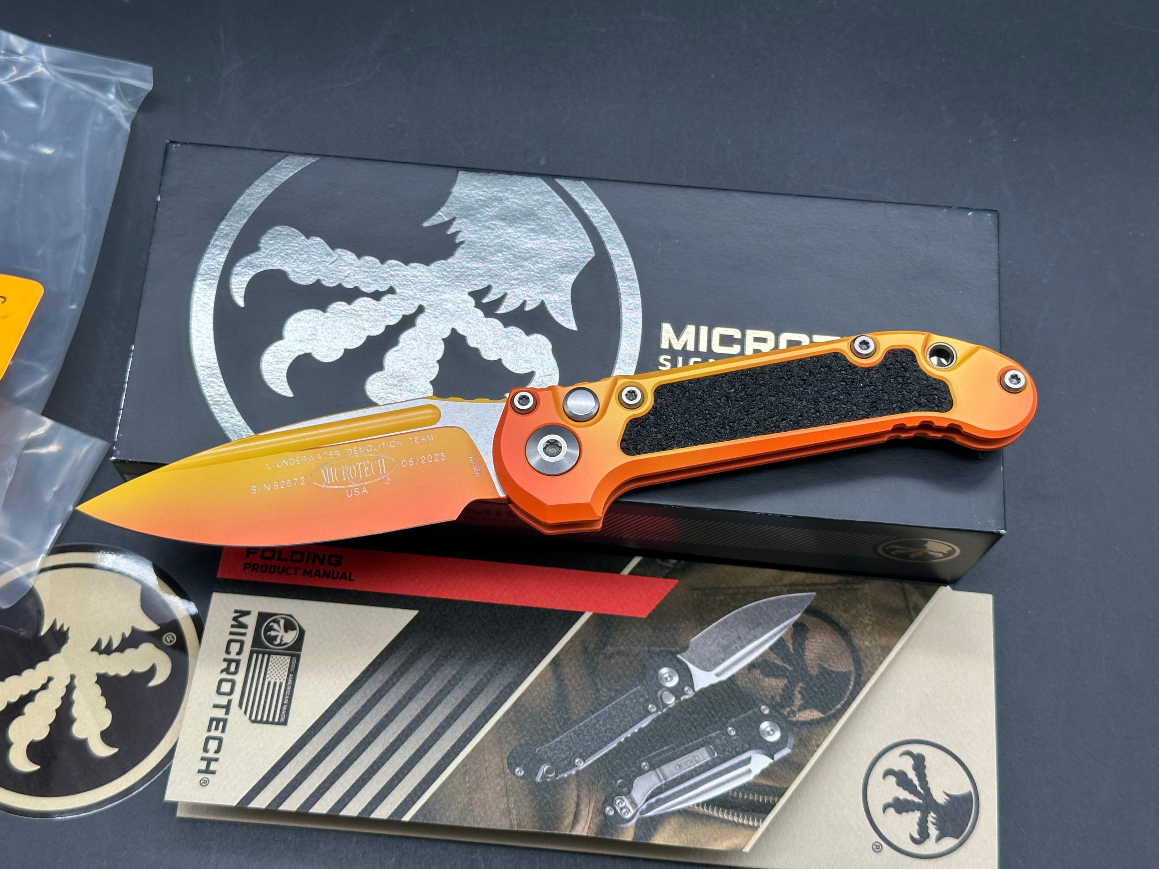 Microtech LUDTGen 3 Signature Series Sunrise tanto blade Sunrise Orange