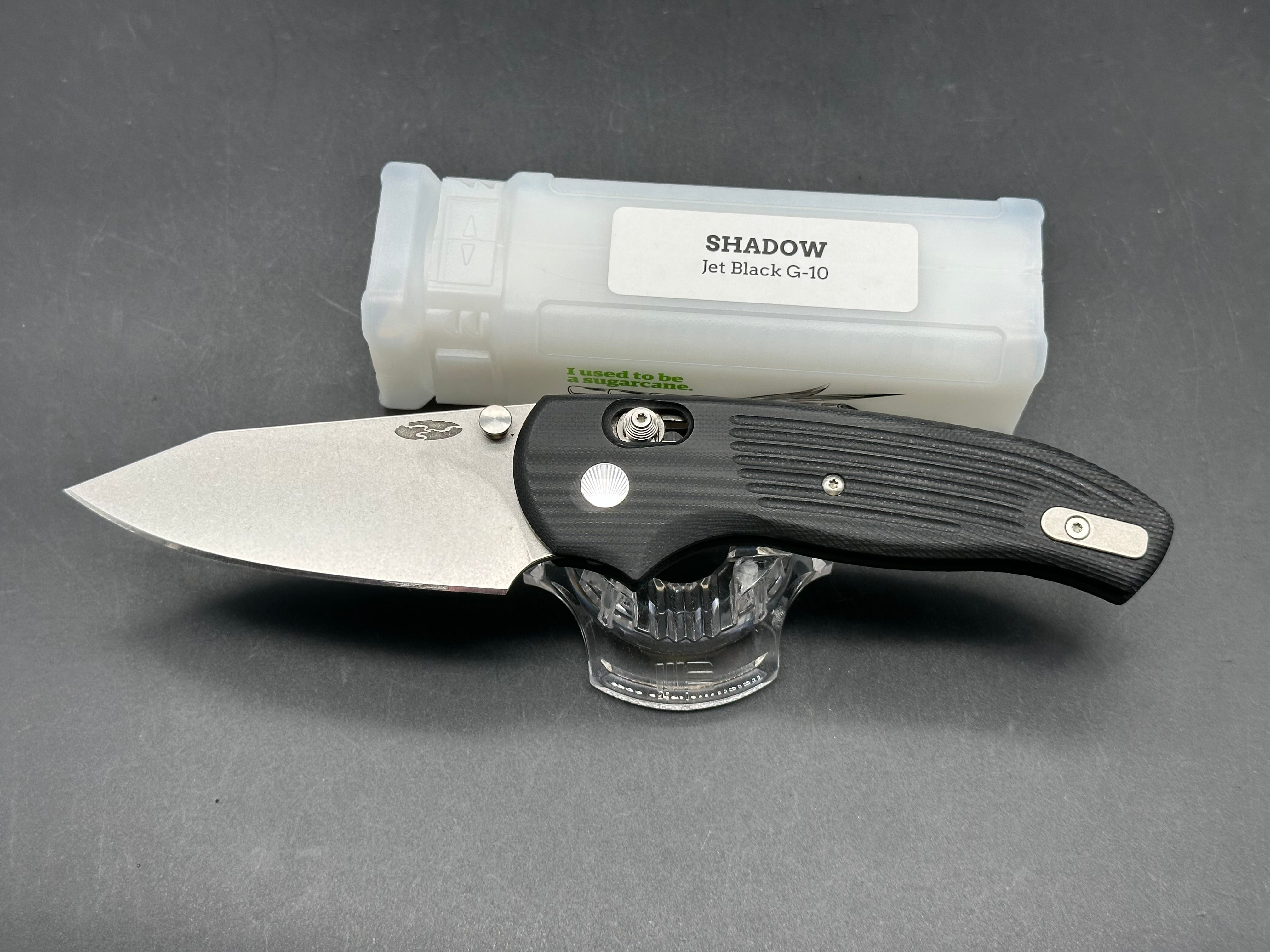 TRM - Three Rivers Mfg. Shadow 3.2" CPM 20CV Stonewash Blade with Milled Black G10 Scales