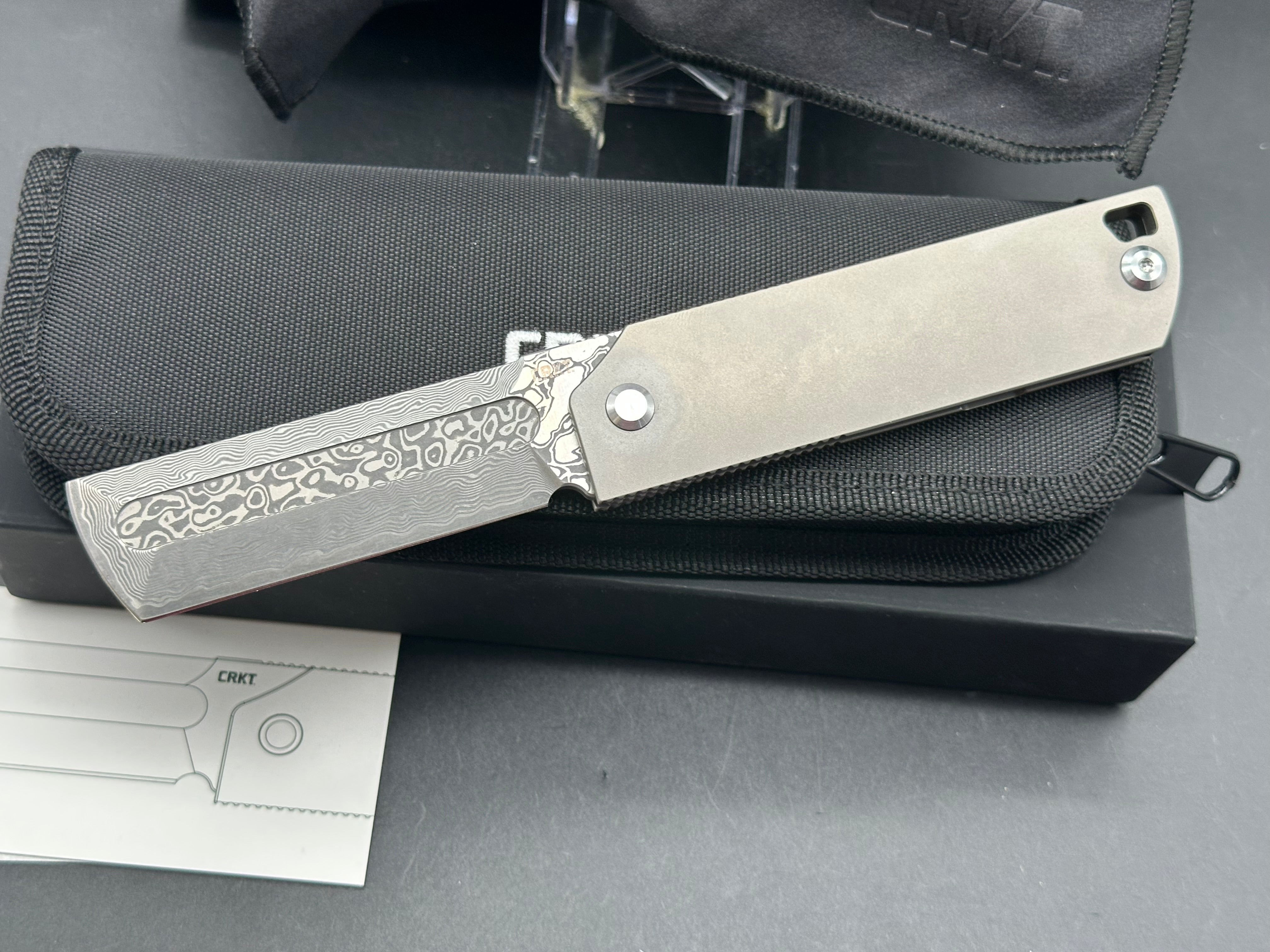 CRKT Mbombo Frame Lock Knife Titanium (3.23" Damascus)